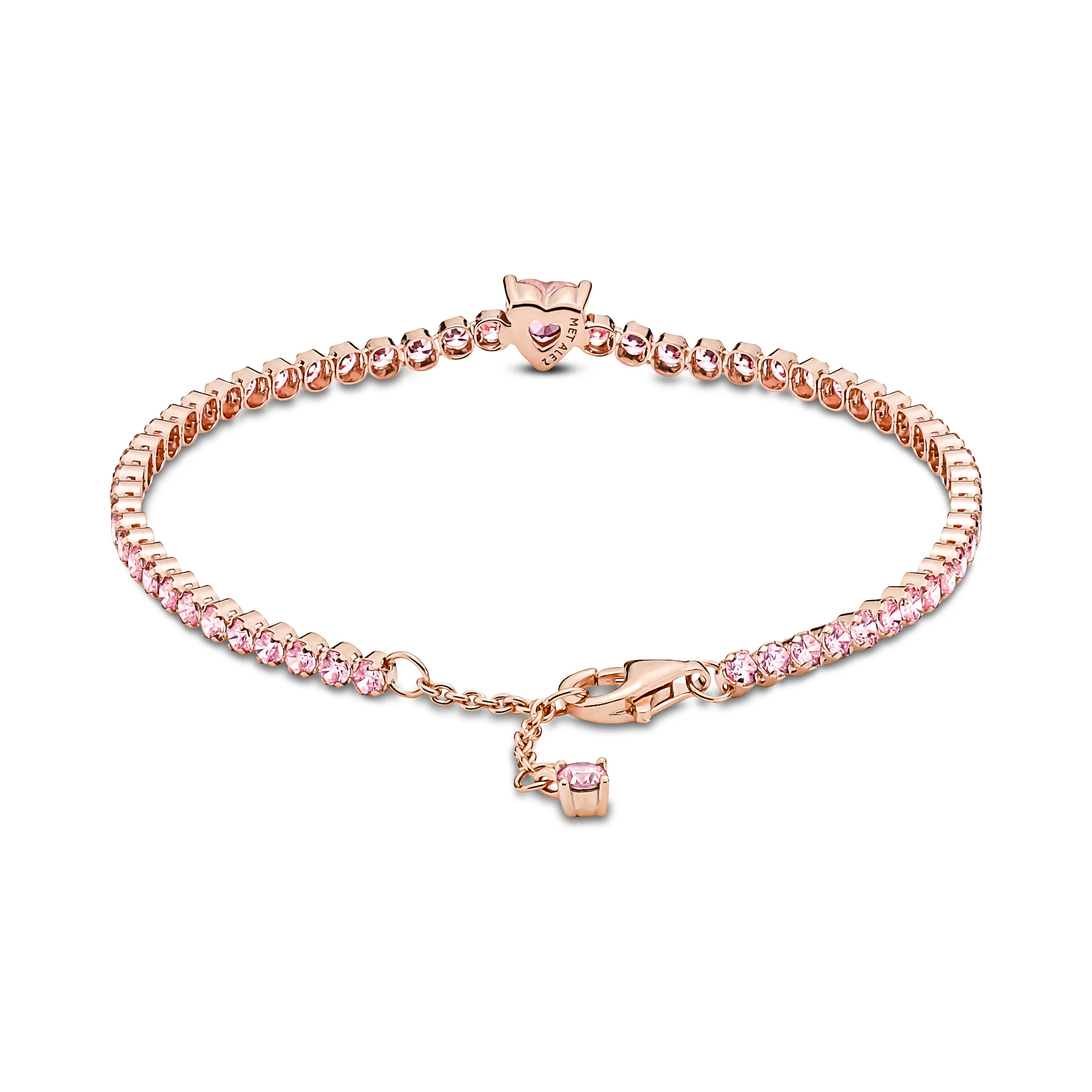 Heart 14K Rose Gold-Plated Tennis Bracelet With Orchid Pink Crystal - Image 6