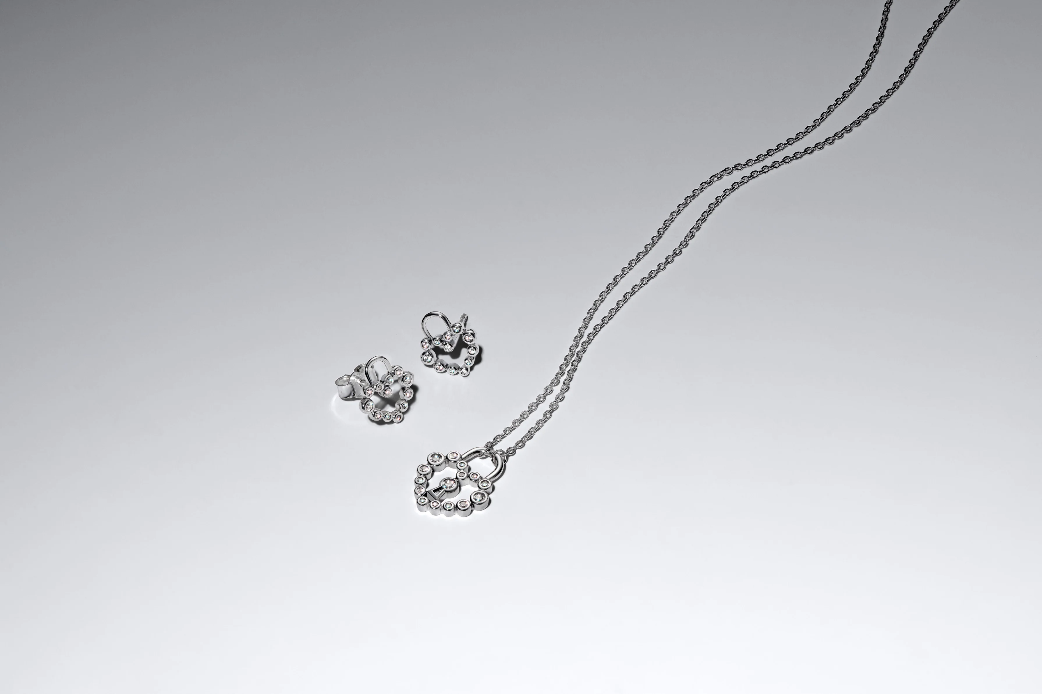 Heart Padlock Sterling Silver Stud Earrings With Clear Cubic Zirconia - Image 4