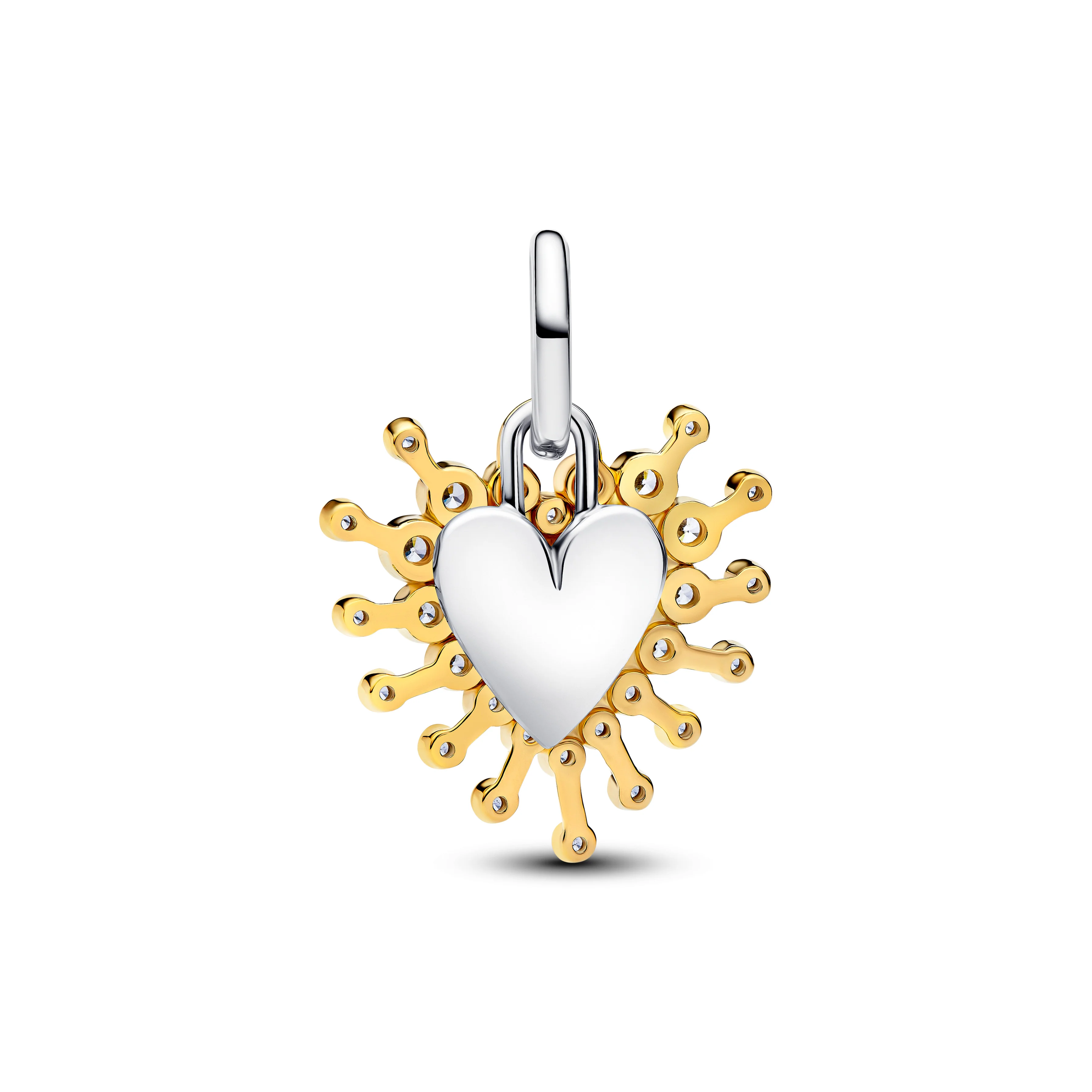 Heart Sterling Silver And 14K Gold-Plated Double Dangle With Clear Cubic Zirconia - Image 3