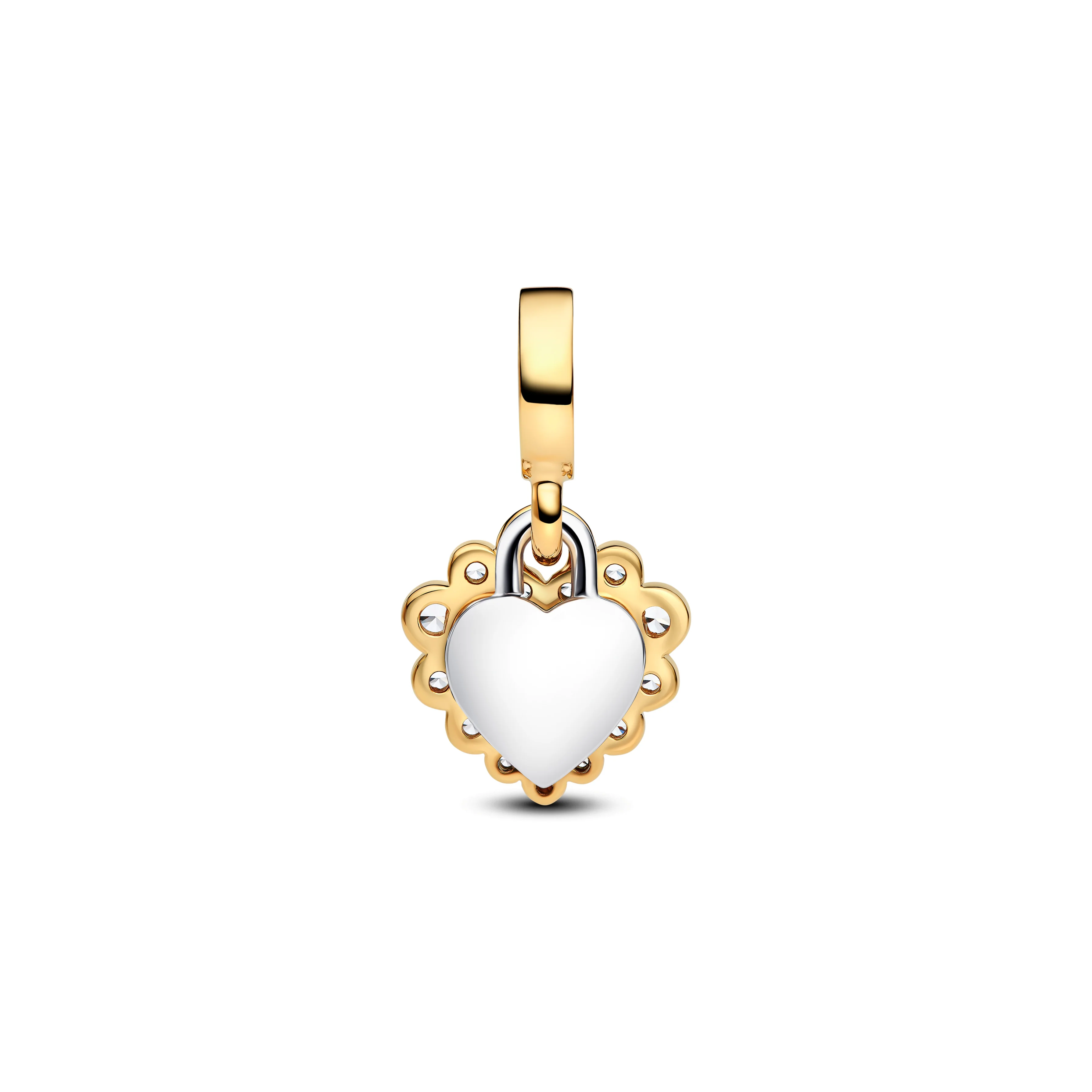 Heart Sterling Silver And 14K Gold-Plated Double Dangle With Clear Cubic Zirconia And Transparent Resin - Image 4