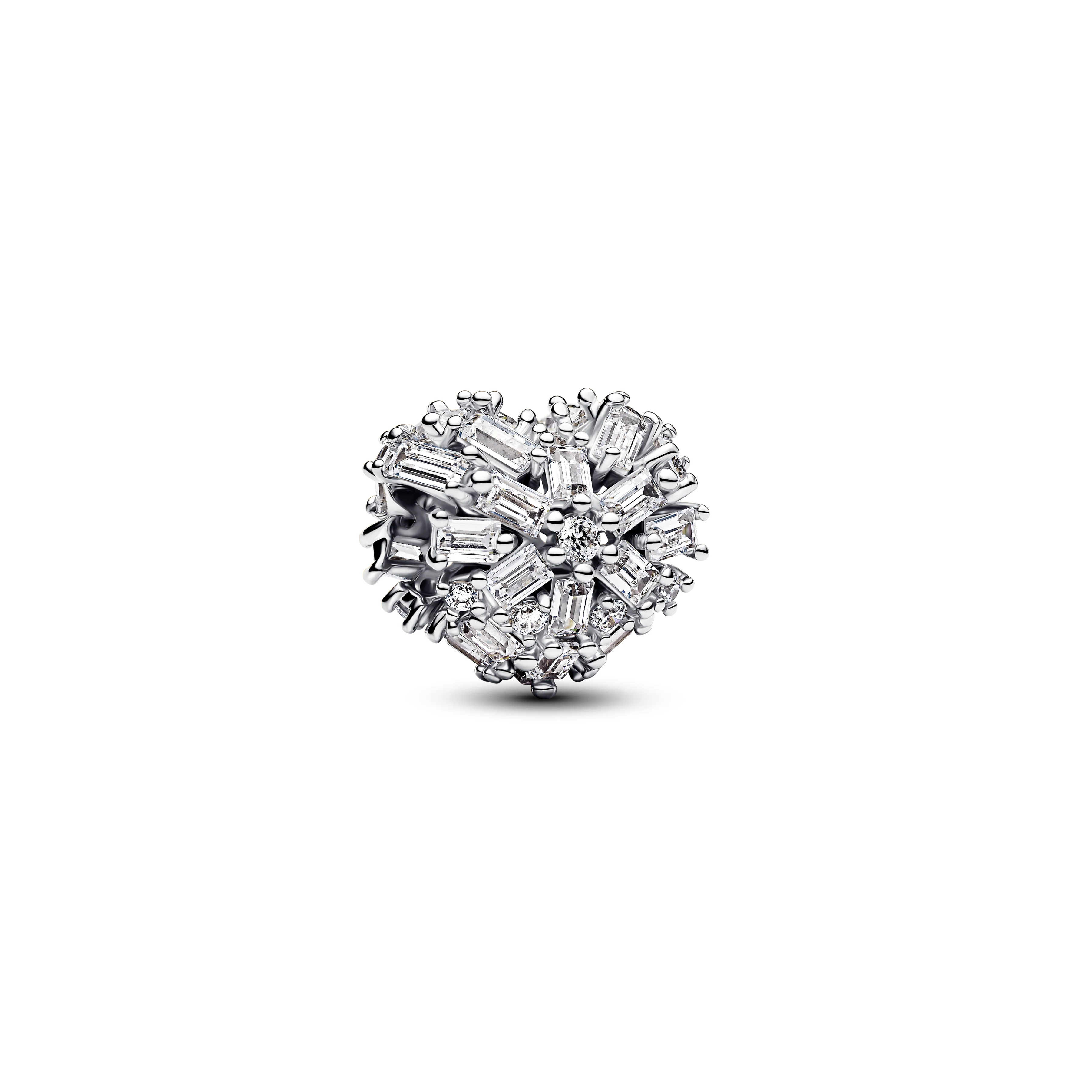 Heart Sterling Silver Charm With Clear Cubic Zirconia - Image 3