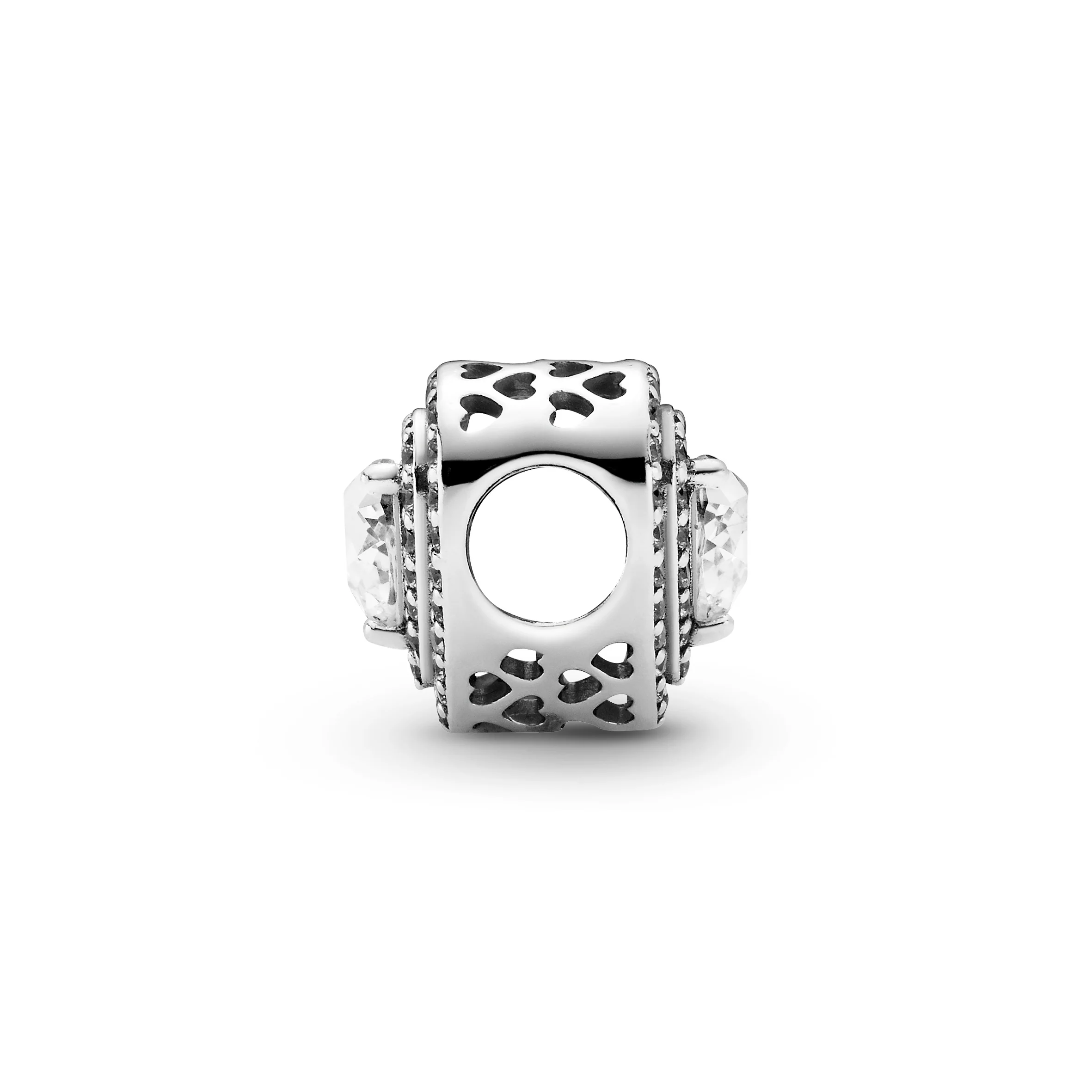 Heart Sterling Silver Charm With Clear Cubic Zirconia - Image 2