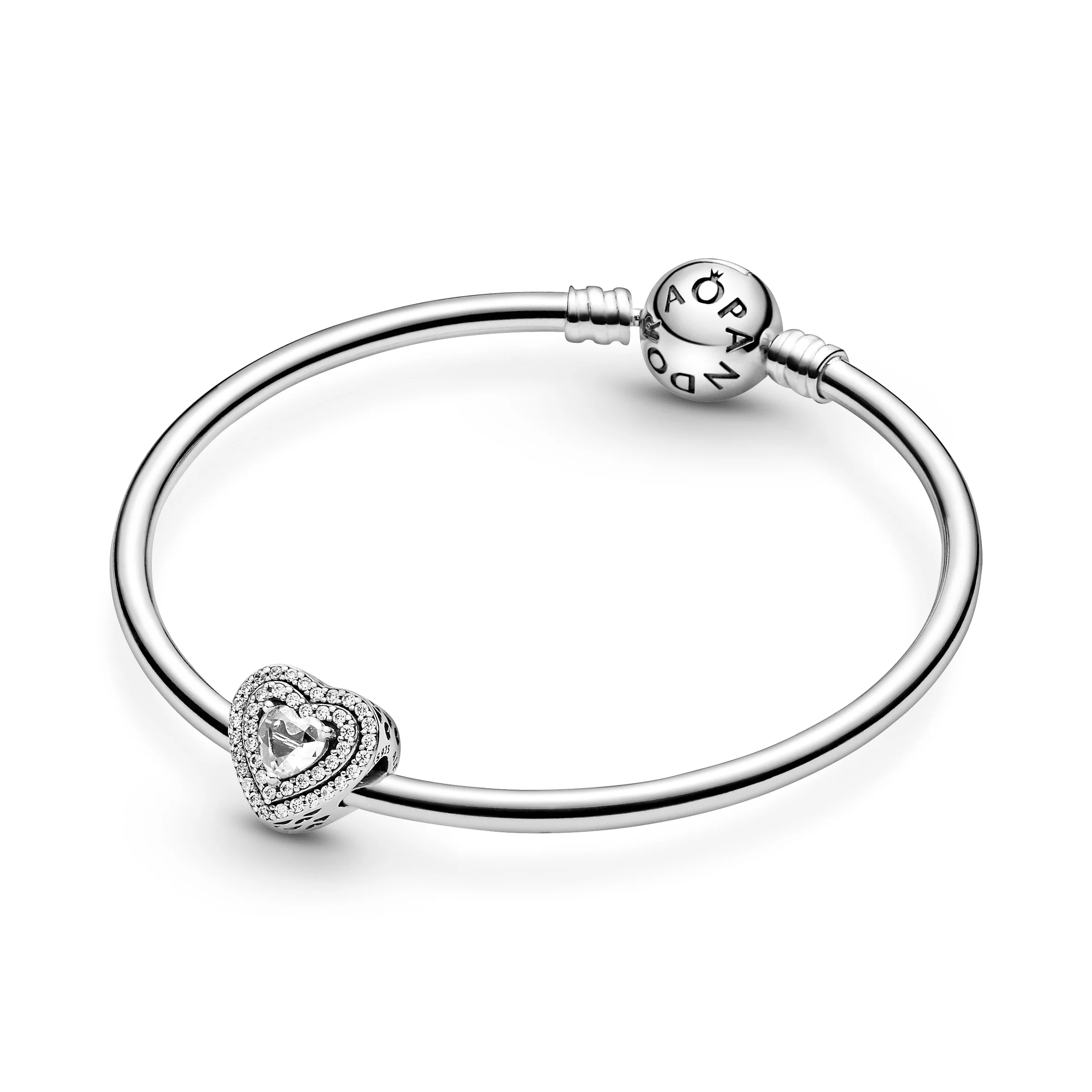 Heart Sterling Silver Charm With Clear Cubic Zirconia - Image 4