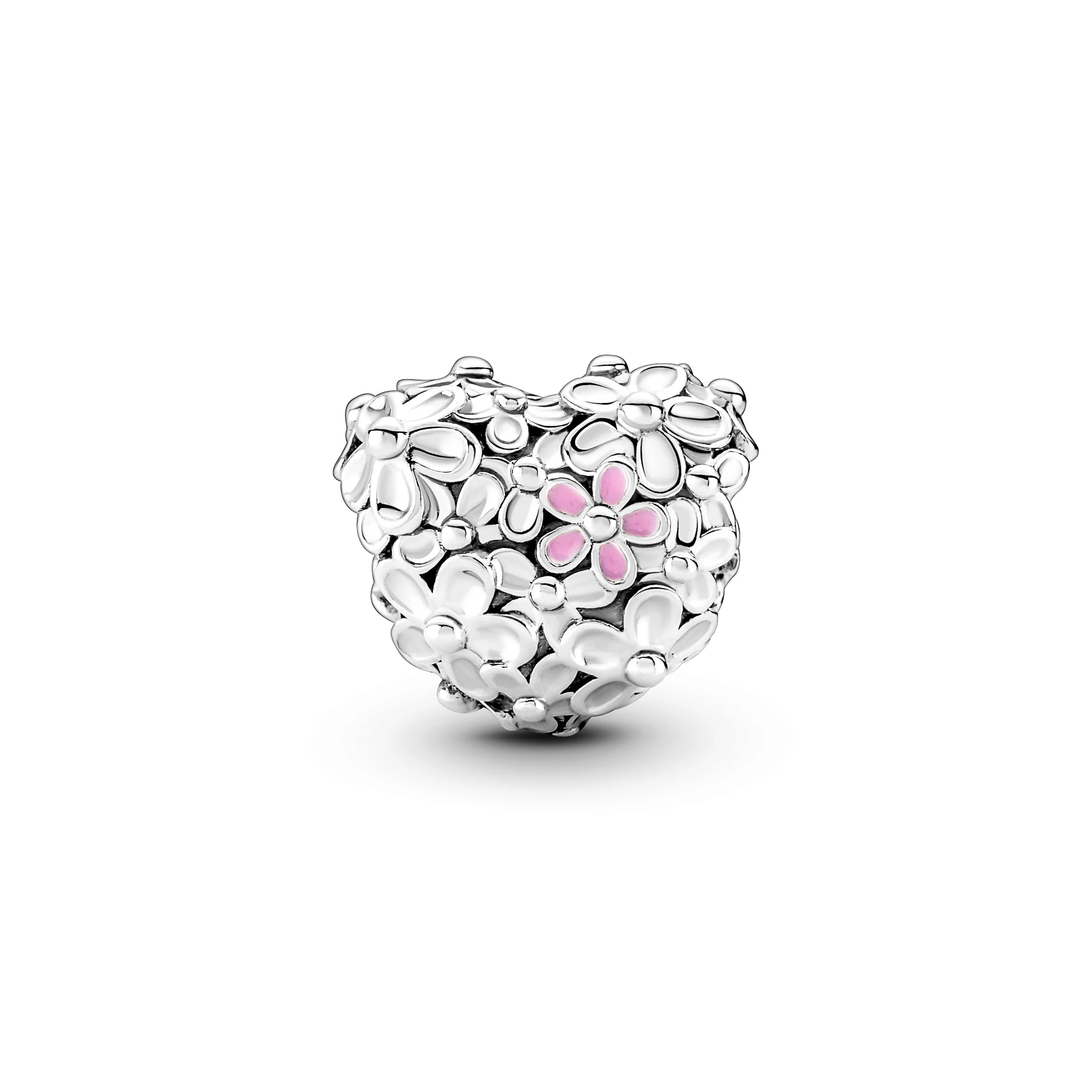 Heart Sterling Silver Charm With Pink And Violet Enamel