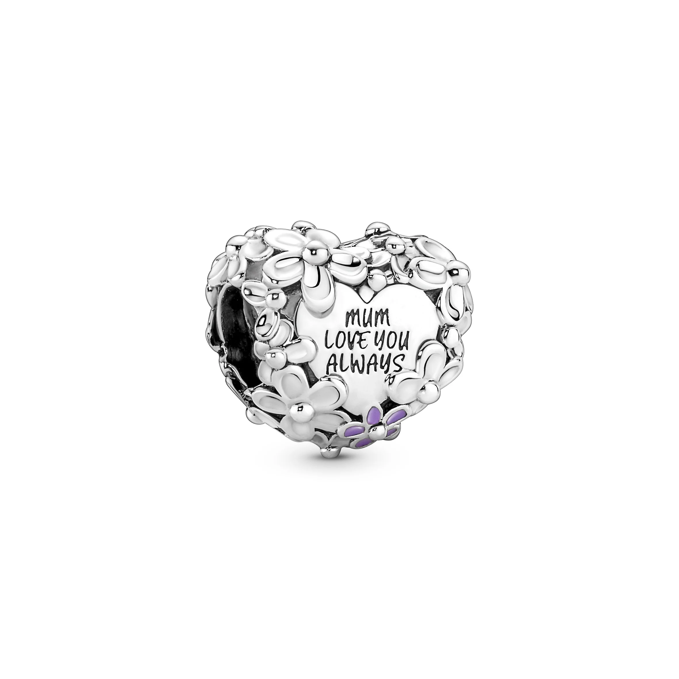 Heart Sterling Silver Charm With Pink And Violet Enamel - Image 6