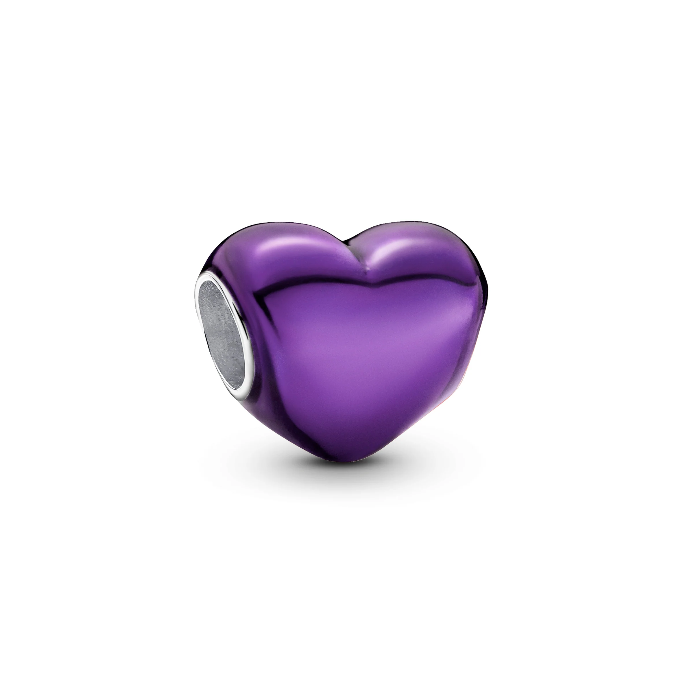 Heart Sterling Silver Charm With Purple Enamel - Image 3
