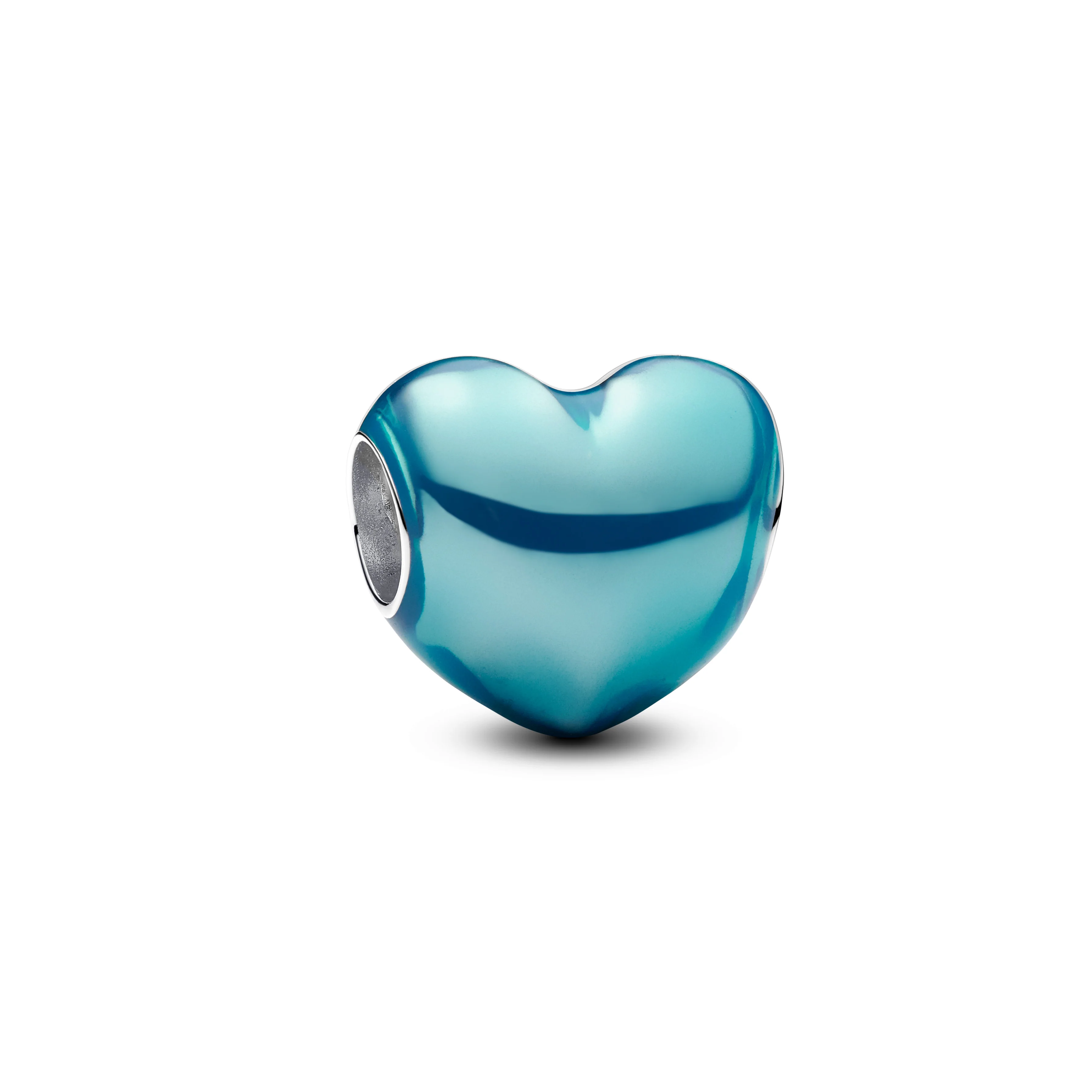 Heart Sterling Silver Charm With Transparent Light Blue Enamel - Image 3