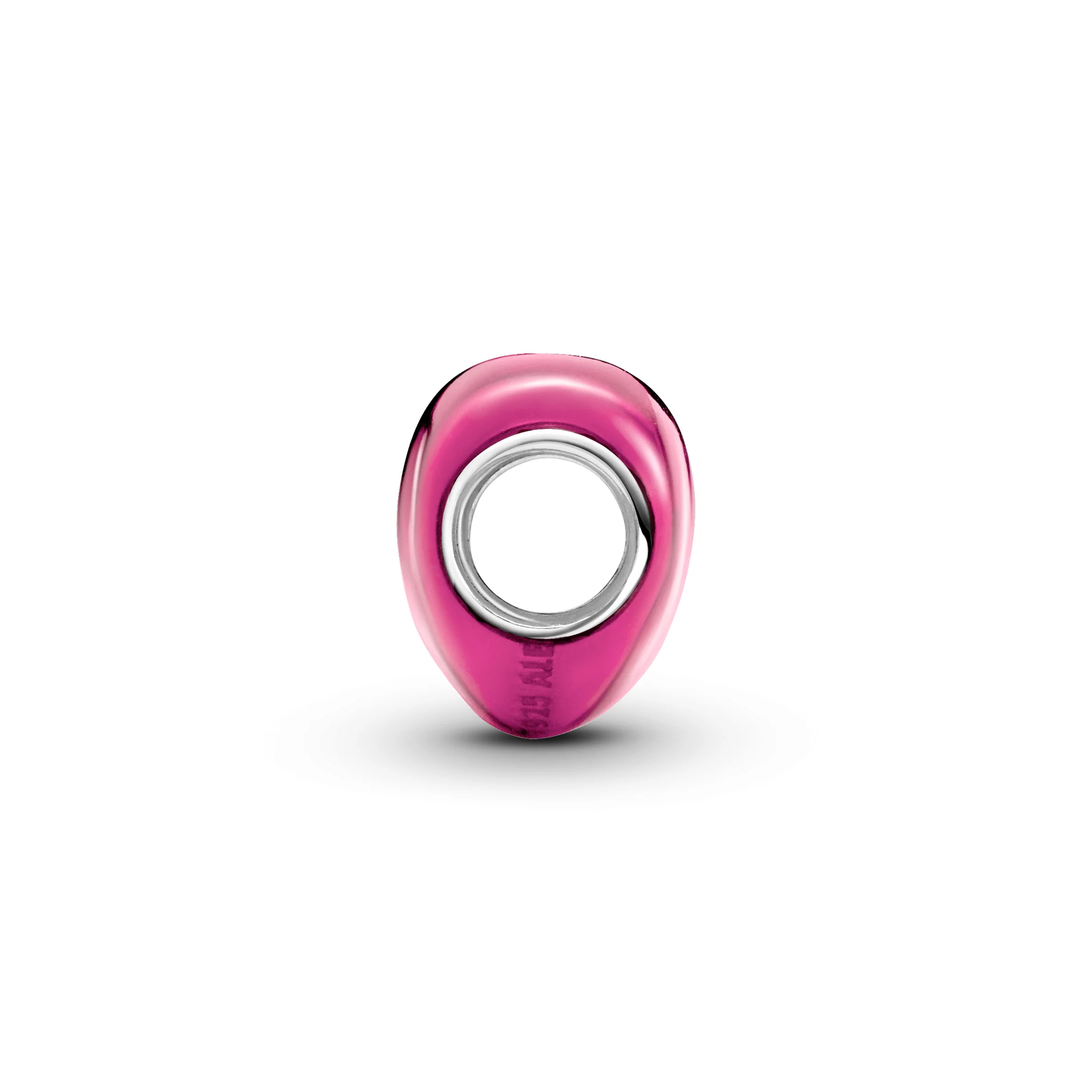 Heart Sterling Silver Charm With Transparent Pale Cerise Enamel - Image 3