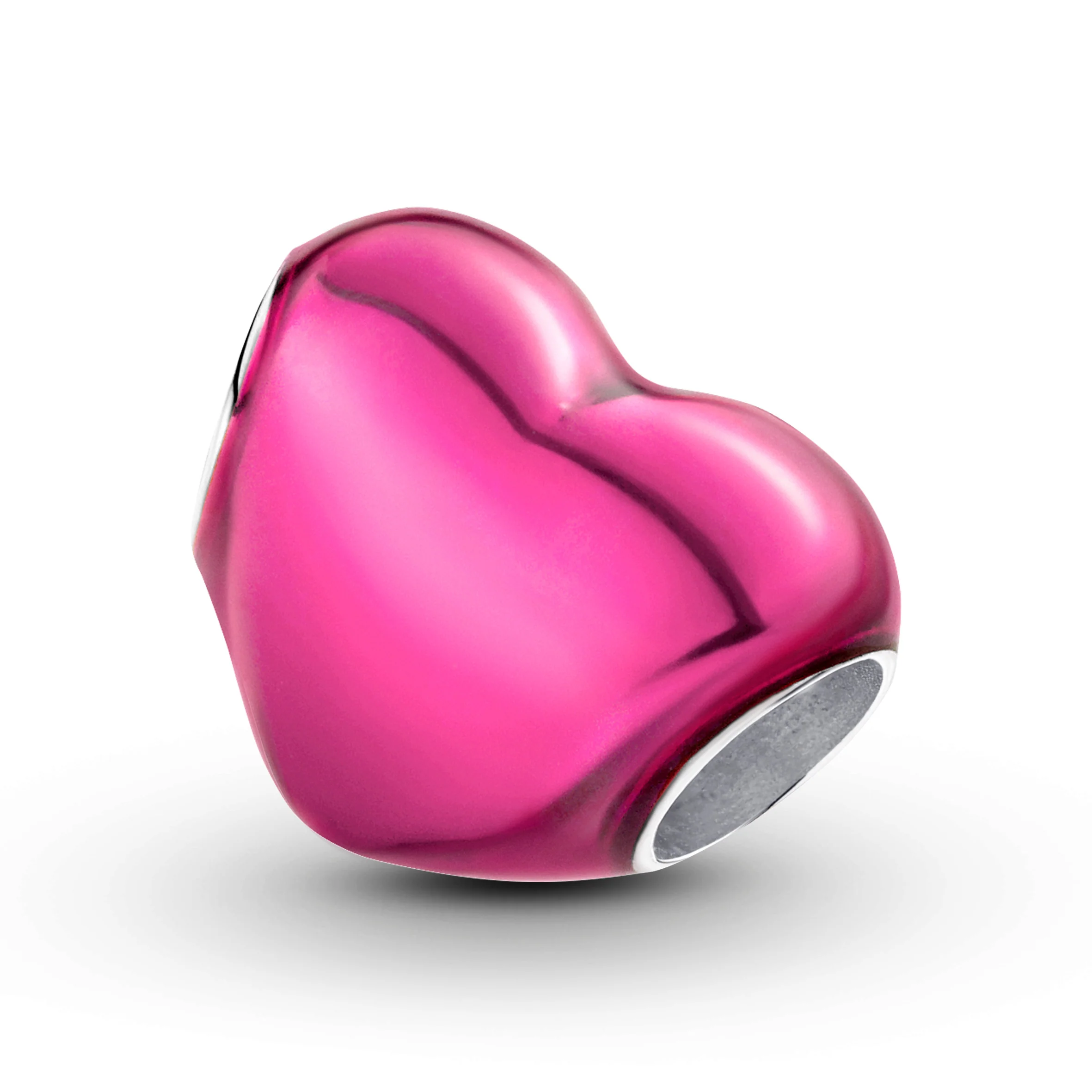 Heart Sterling Silver Charm With Transparent Pale Cerise Enamel - Image 4