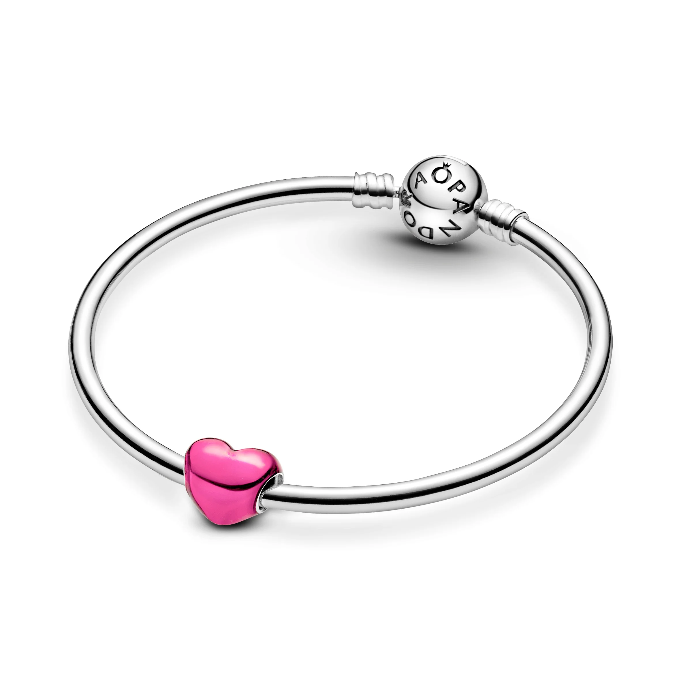 Heart Sterling Silver Charm With Transparent Pale Cerise Enamel - Image 5