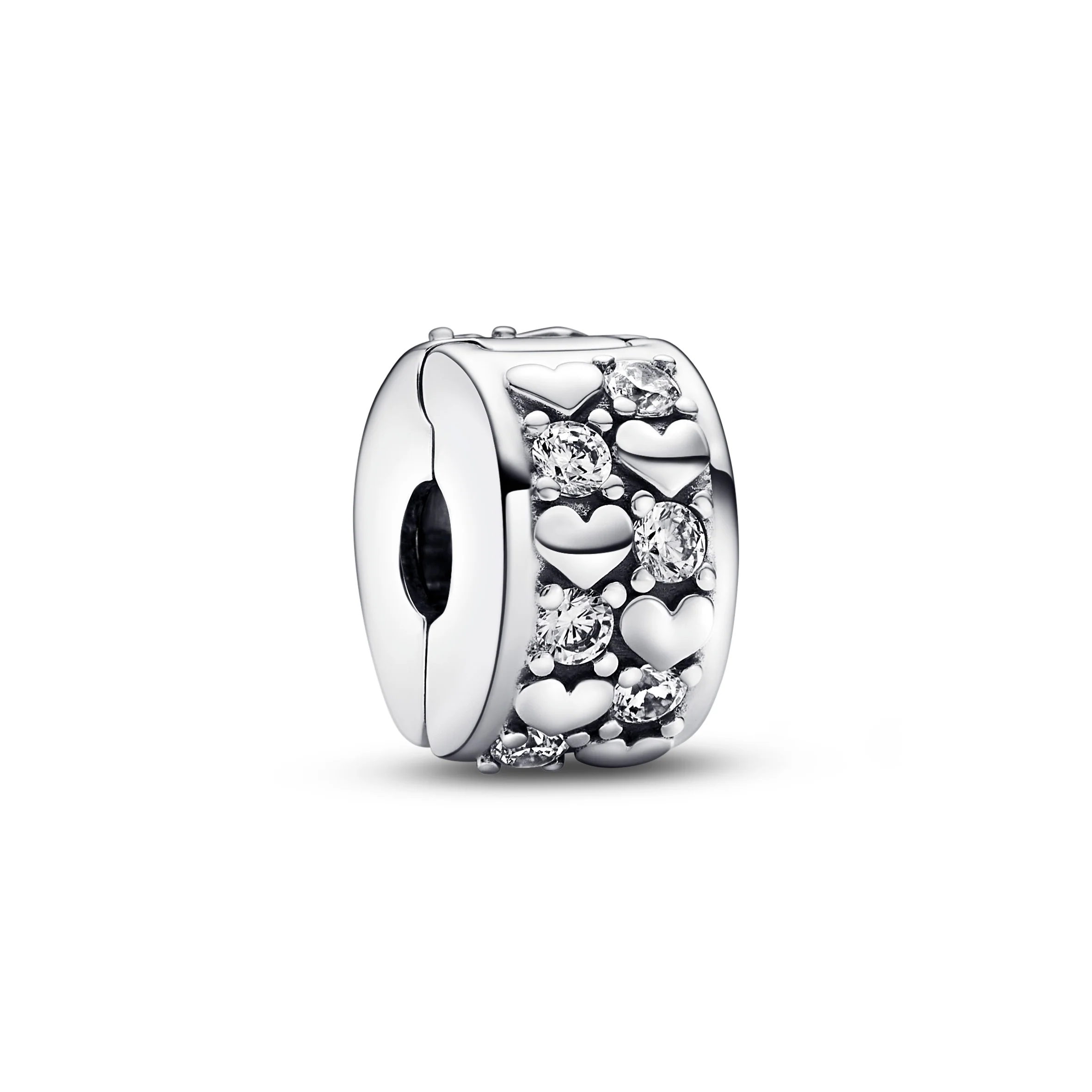 Heart Sterling Silver Clip With Clear Cubic Zirconia - Image 5