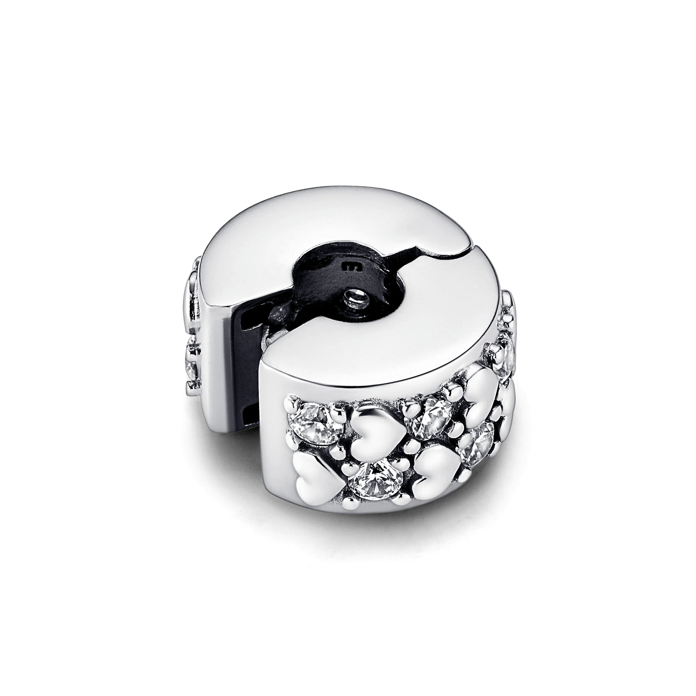 Heart Sterling Silver Clip With Clear Cubic Zirconia - Image 6