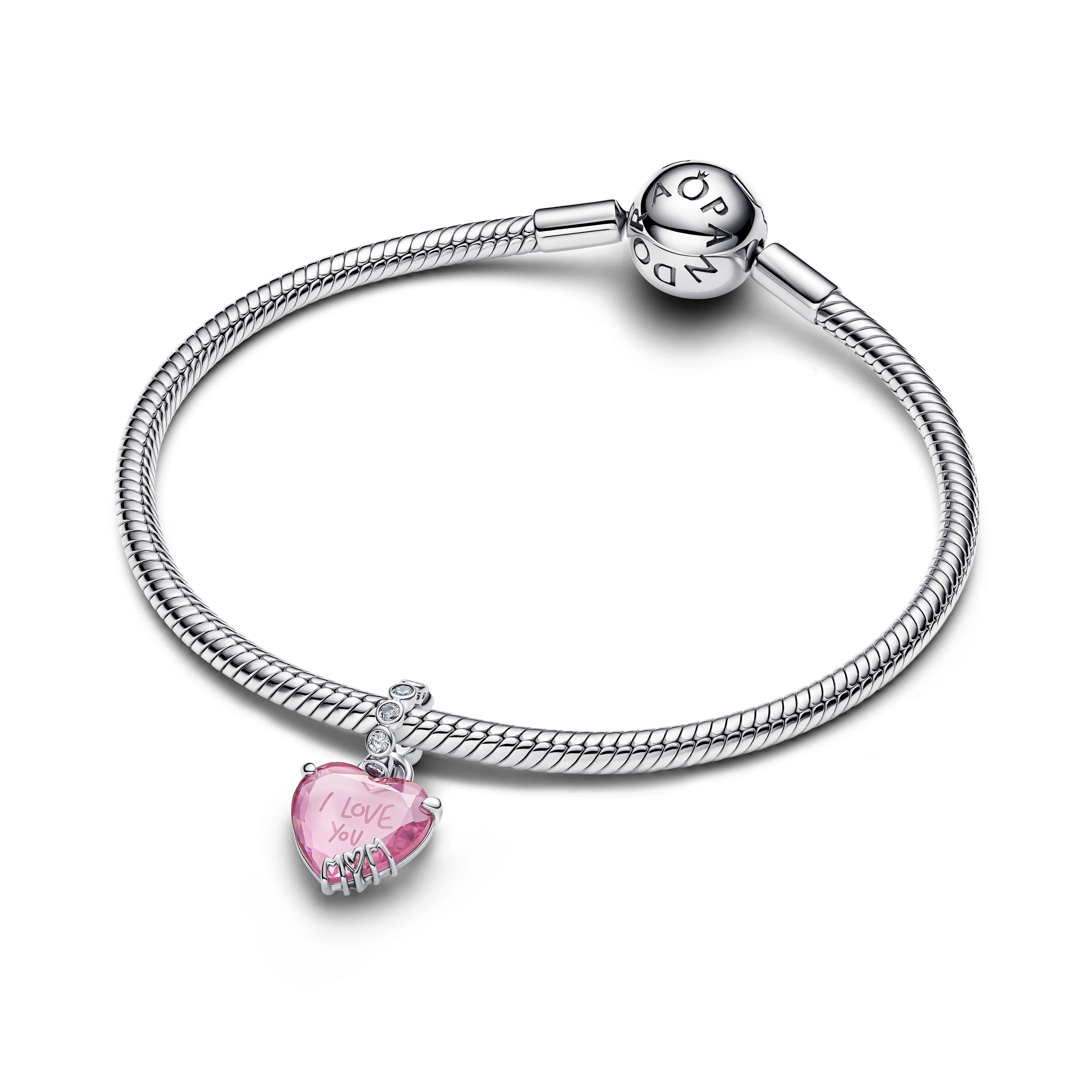 Heart Sterling Silver Dangle With Pink And Clear Cubic Zirconia - Image 3