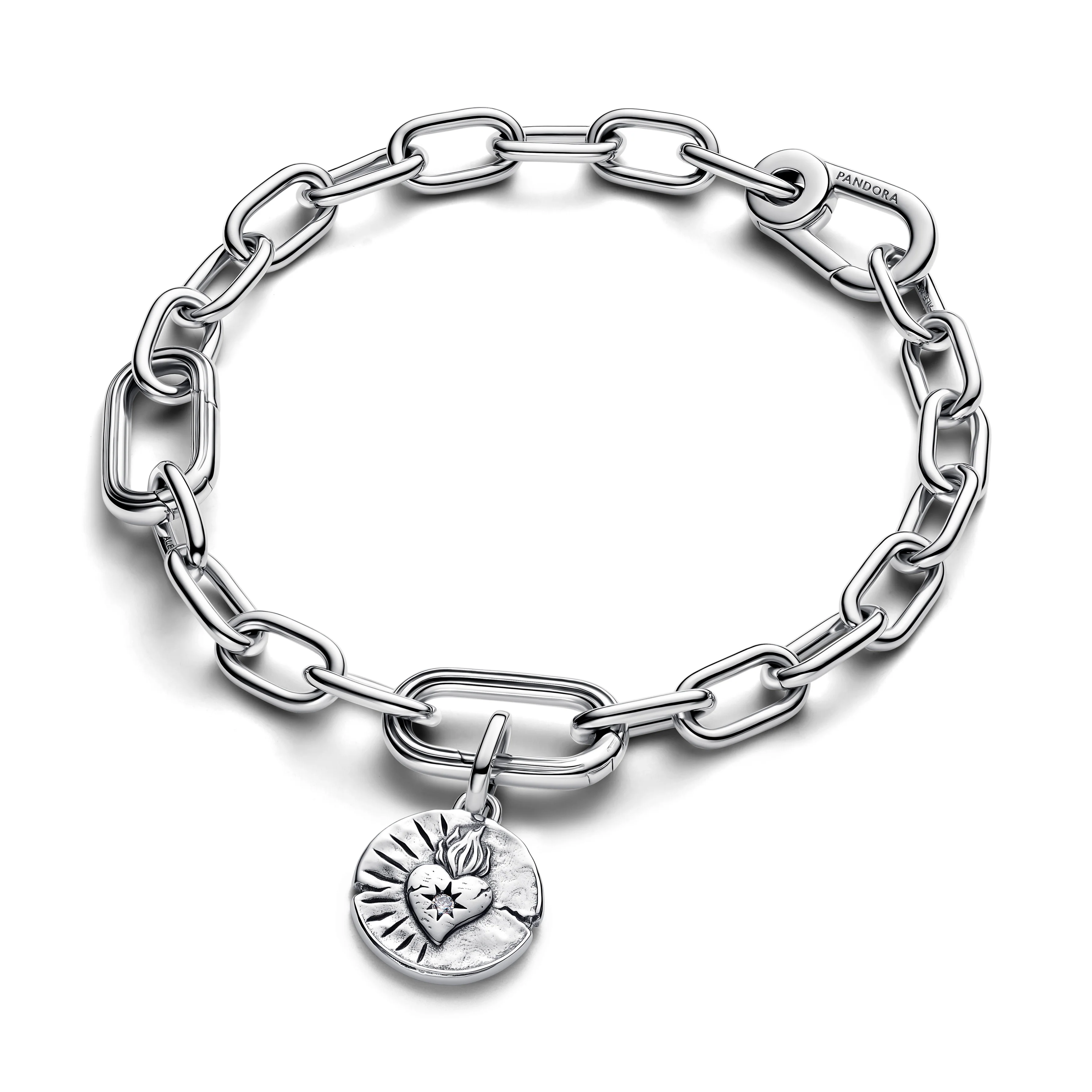 Heart Sterling Silver Medallion With Clear Cubic Zirconia - Image 5