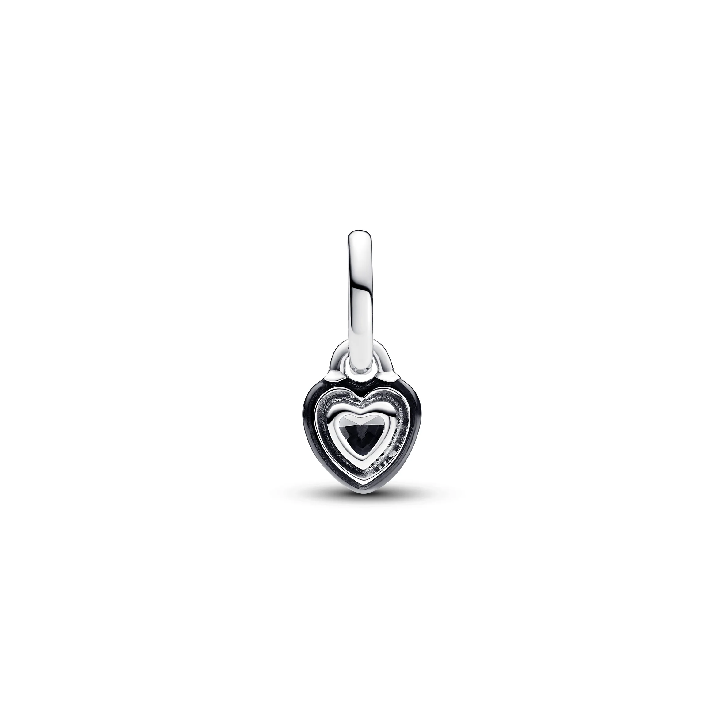 Heart Sterling Silver Mini Dangle With Black Crystal And Black Enamel - Image 3