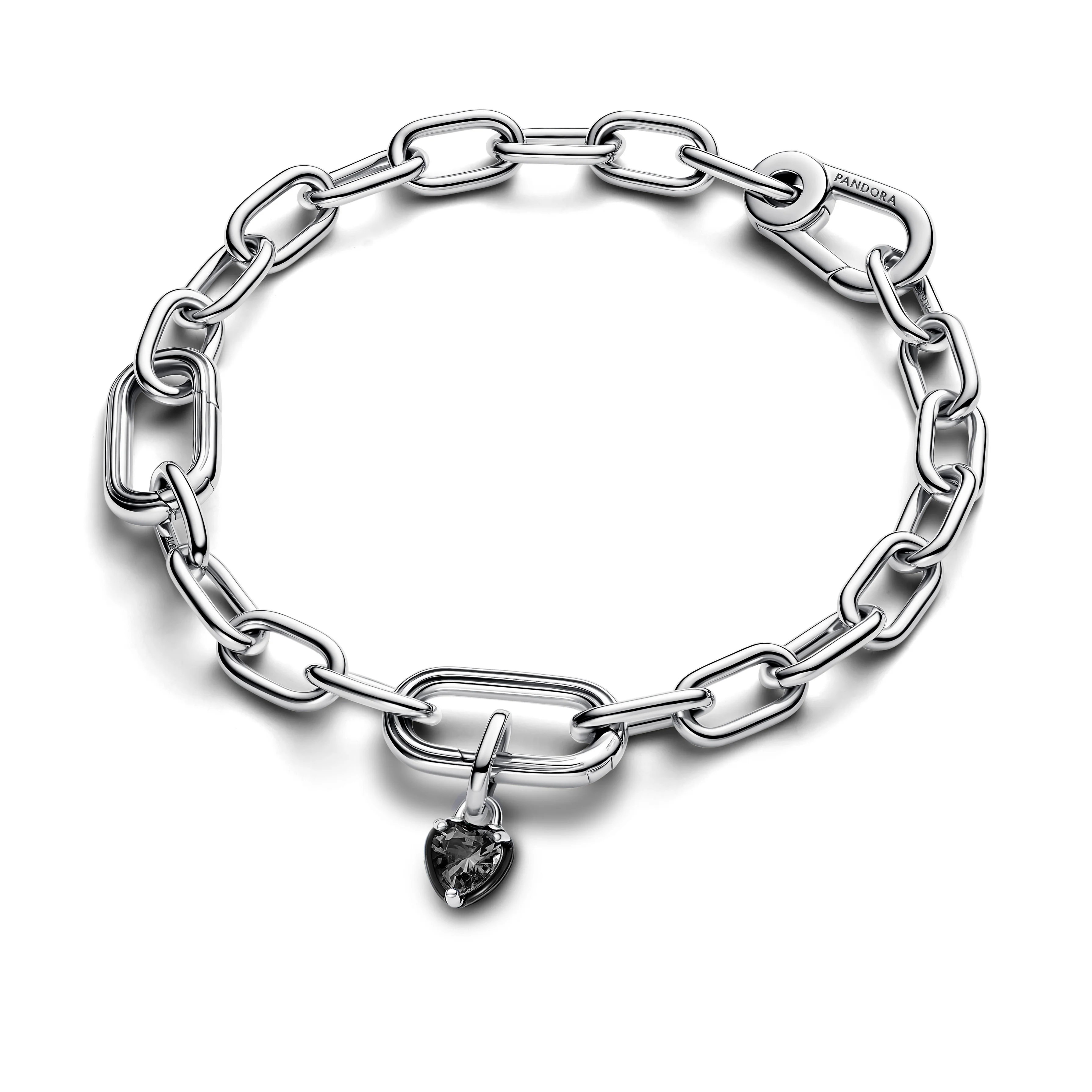 Heart Sterling Silver Mini Dangle With Black Crystal And Black Enamel - Image 4