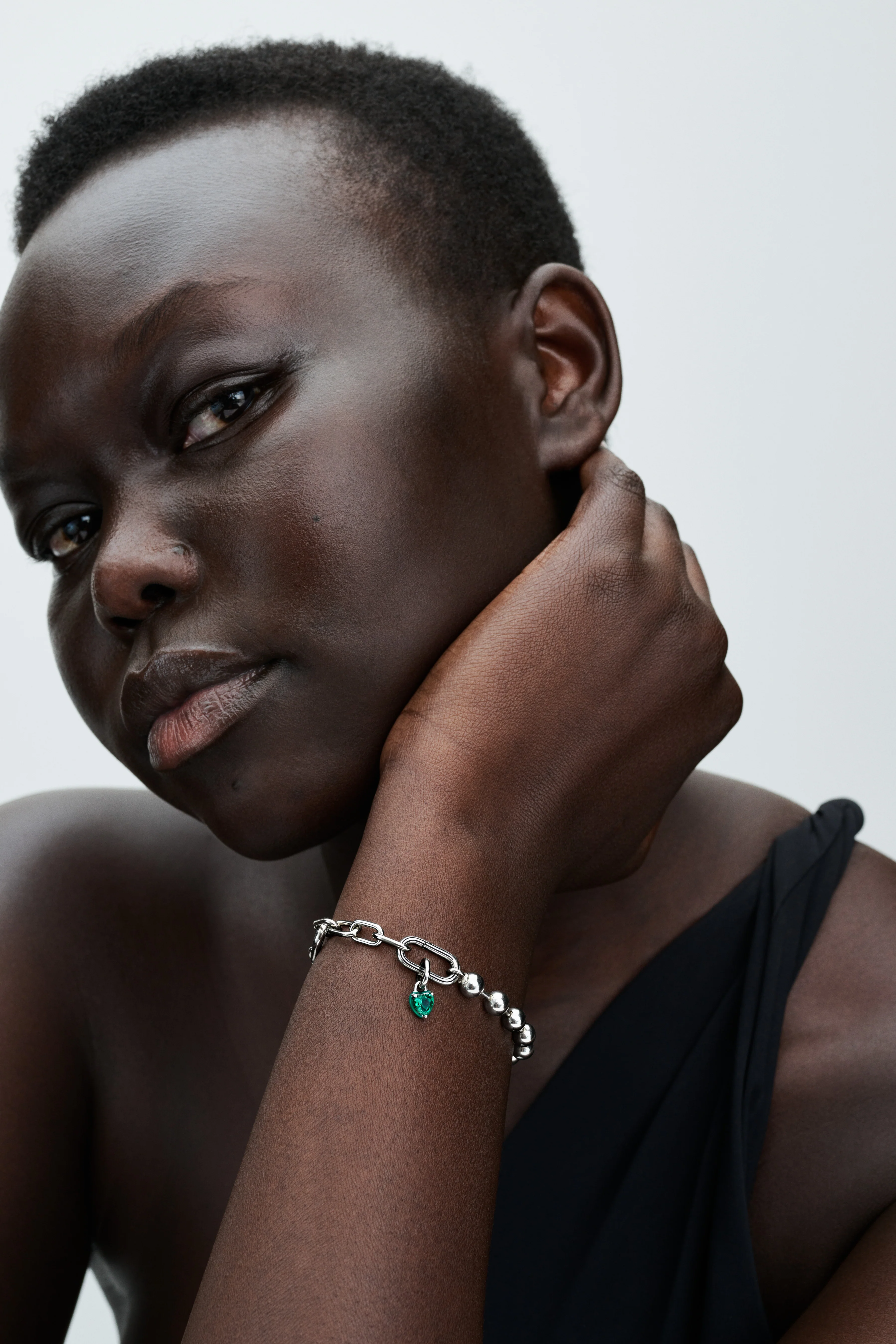 Heart Sterling Silver Mini Dangle With Green Crystal And Green Enamel - Image 2