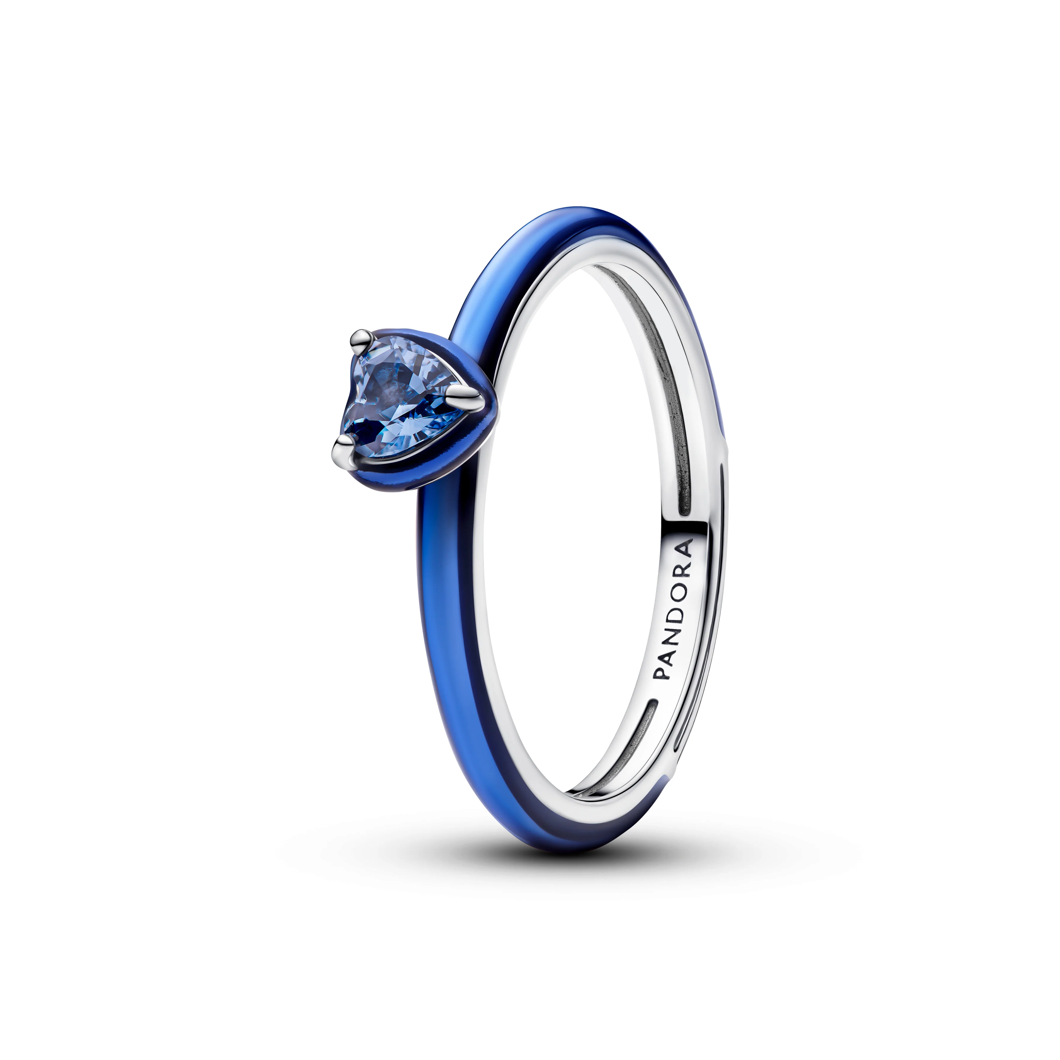 Heart Sterling Silver Ring With Blue Crystal And Blue Enamel - Image 2