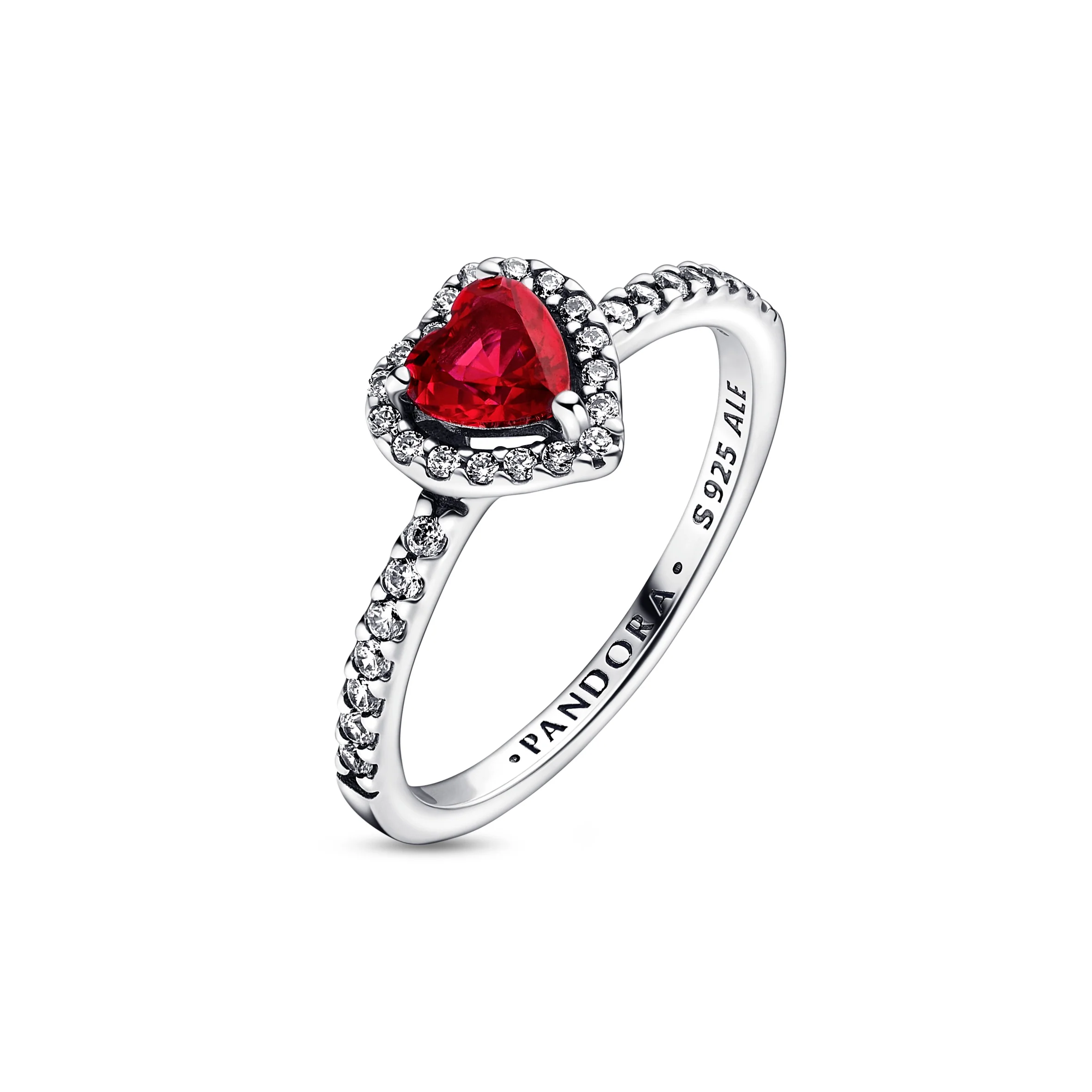 Heart Sterling Silver Ring With Cherries Jubilee Red Crystal And Clear Cubic Zirconia - Image 3
