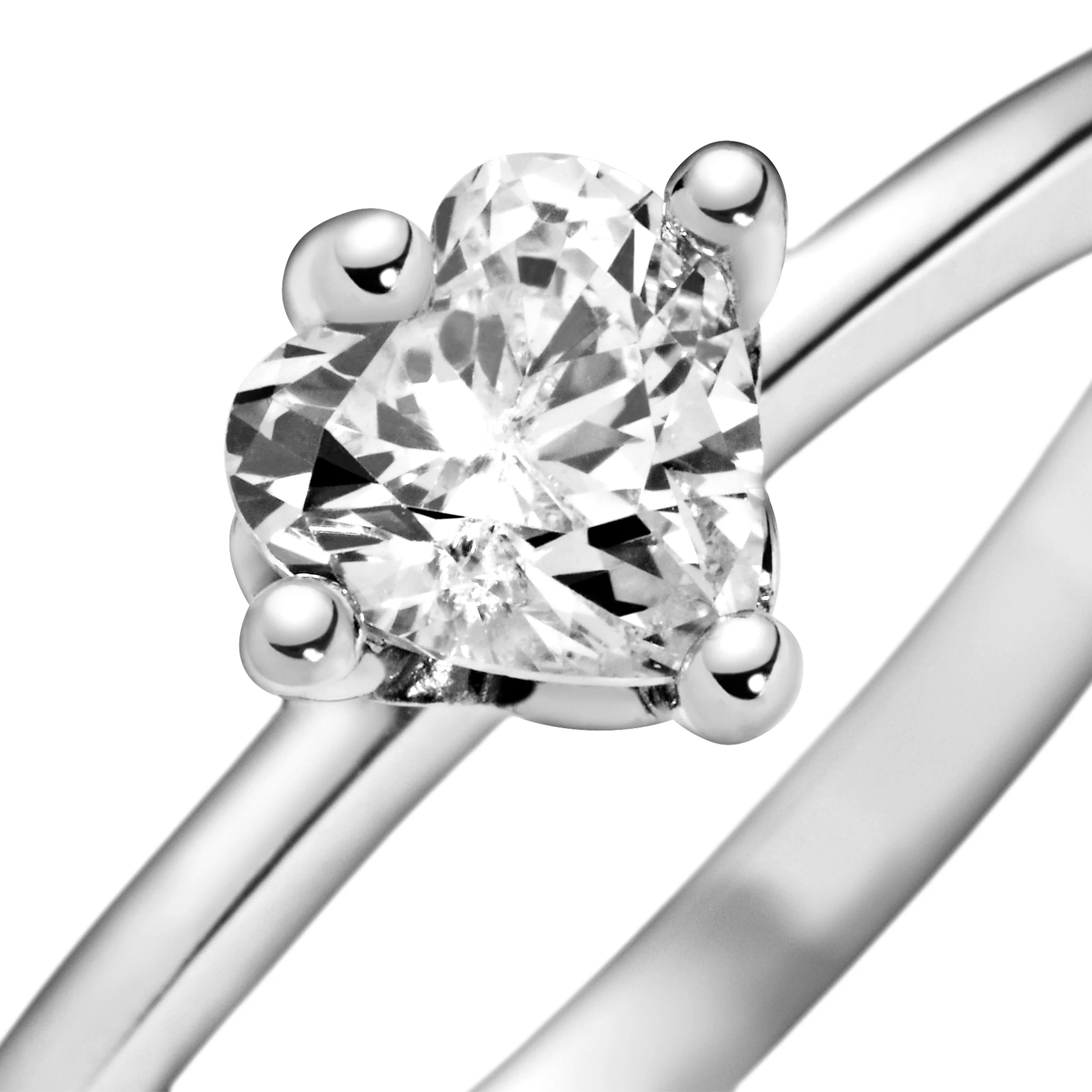 Heart Sterling Silver Ring With Clear Cubic Zirconia - Image 3