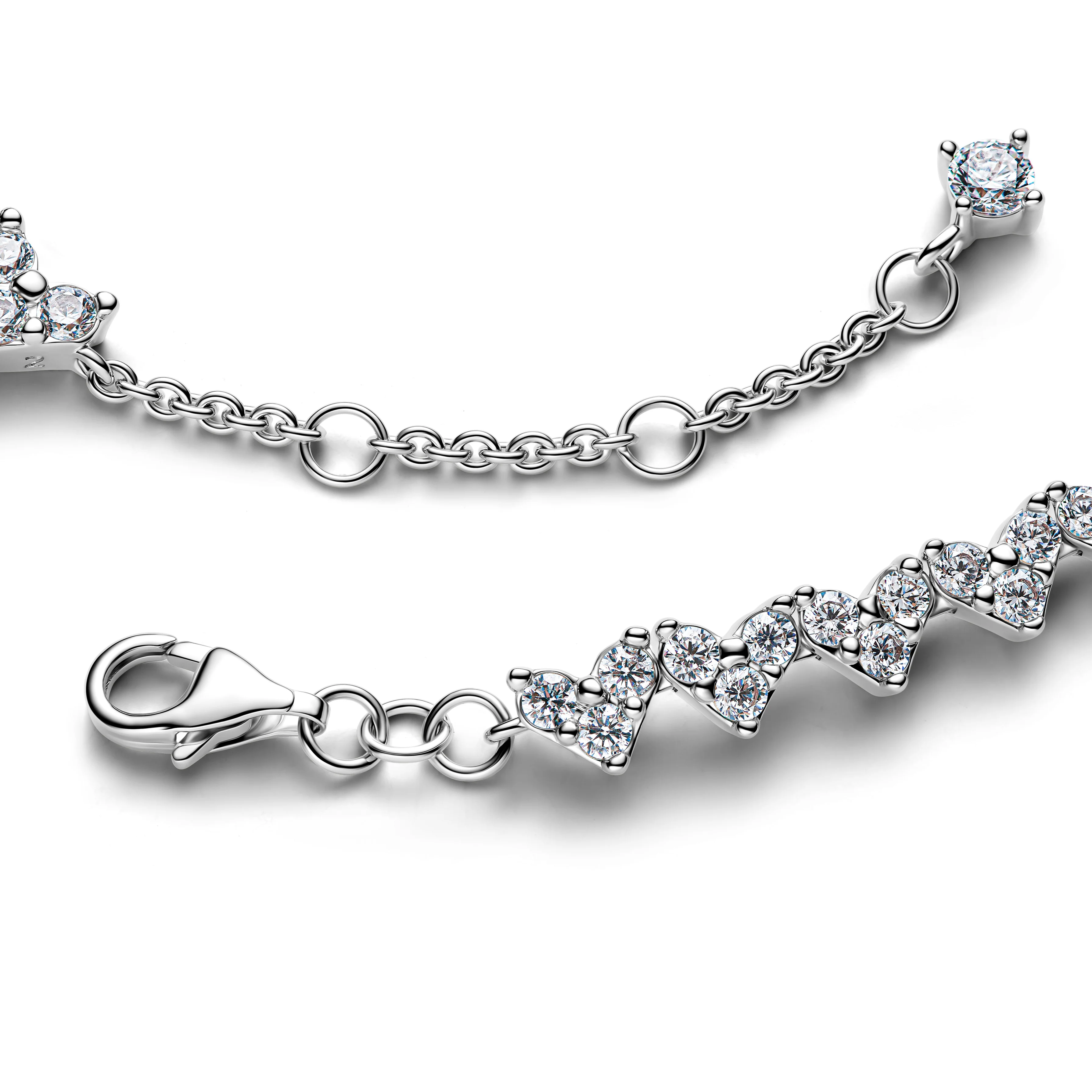 Heart Sterling Silver Tennis Bracelet With Clear Cubic Zirconia - Image 2