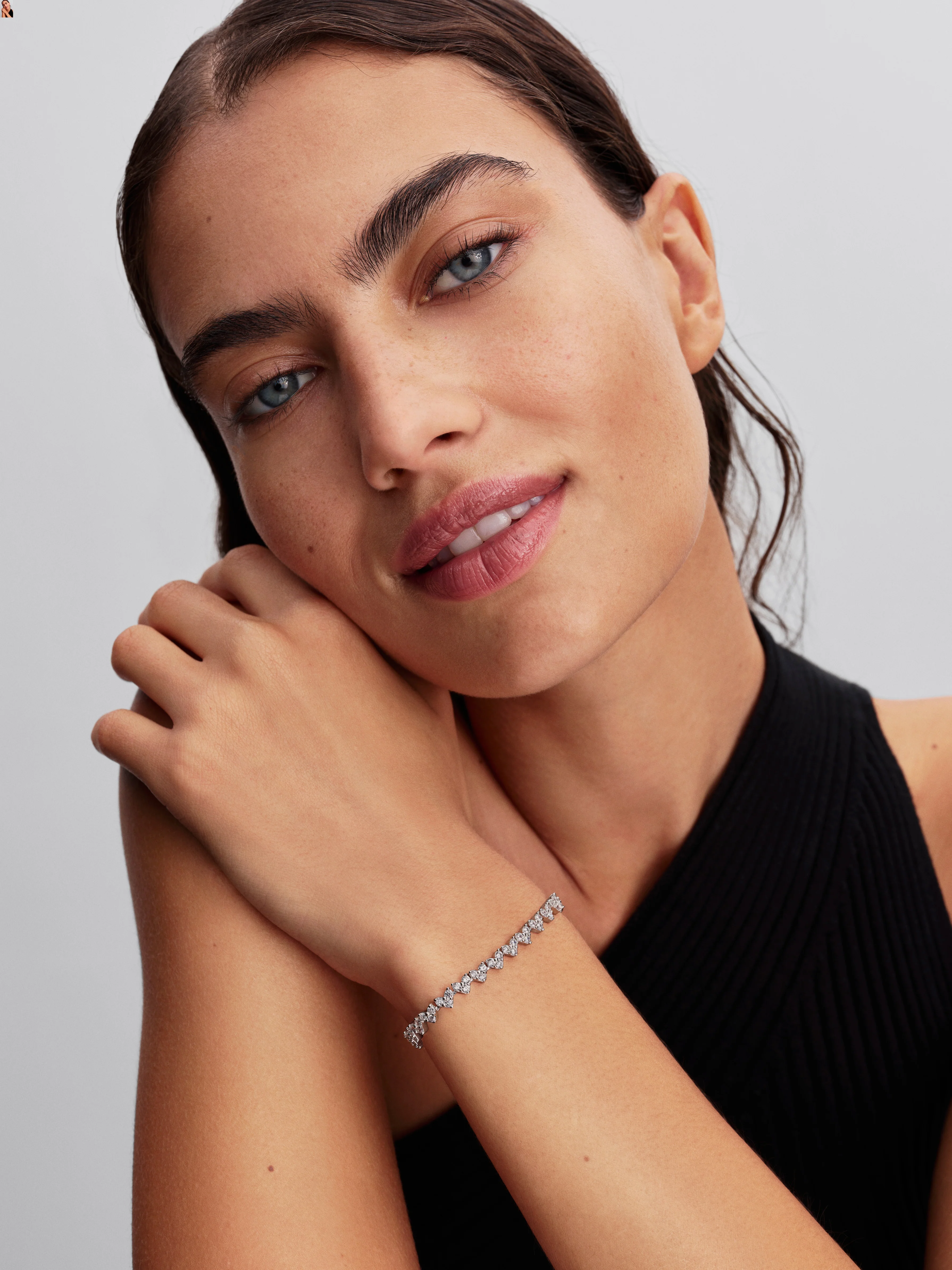 Heart Sterling Silver Tennis Bracelet With Clear Cubic Zirconia - Image 3