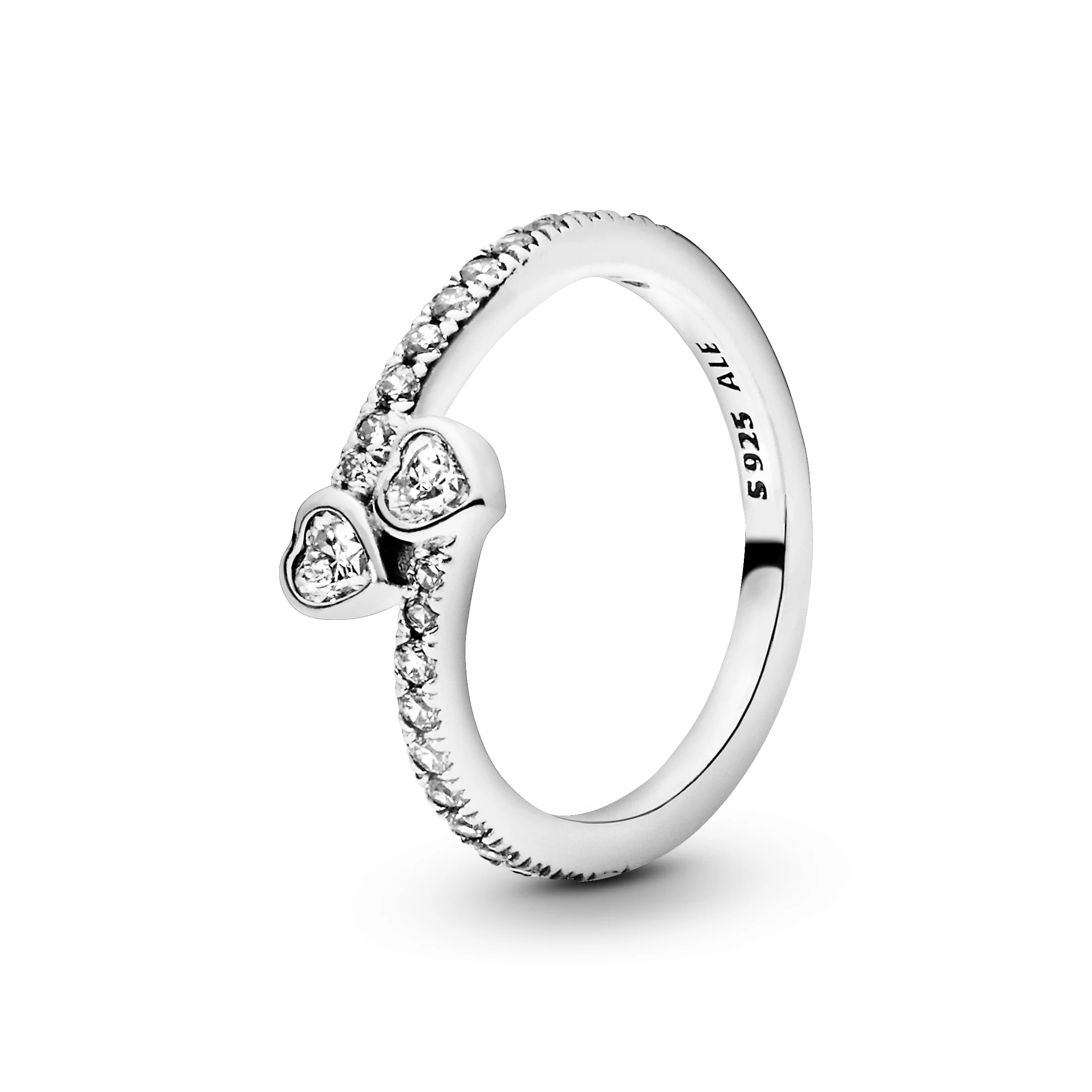 Hearts Silver Ring With Clear Cubic Zirconia - Image 4