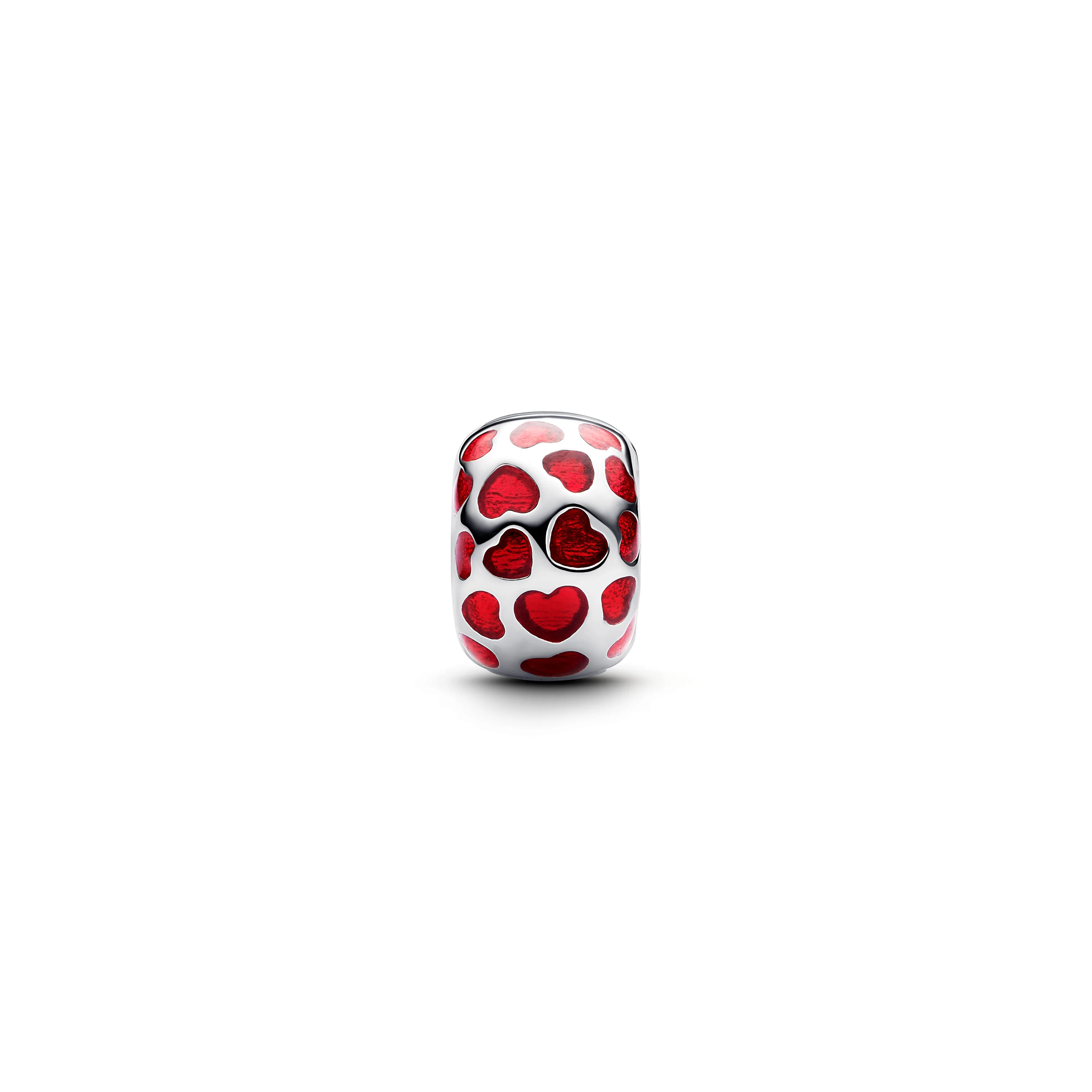 Hearts Sterling Silver Clip With Transparent Red Enamel
