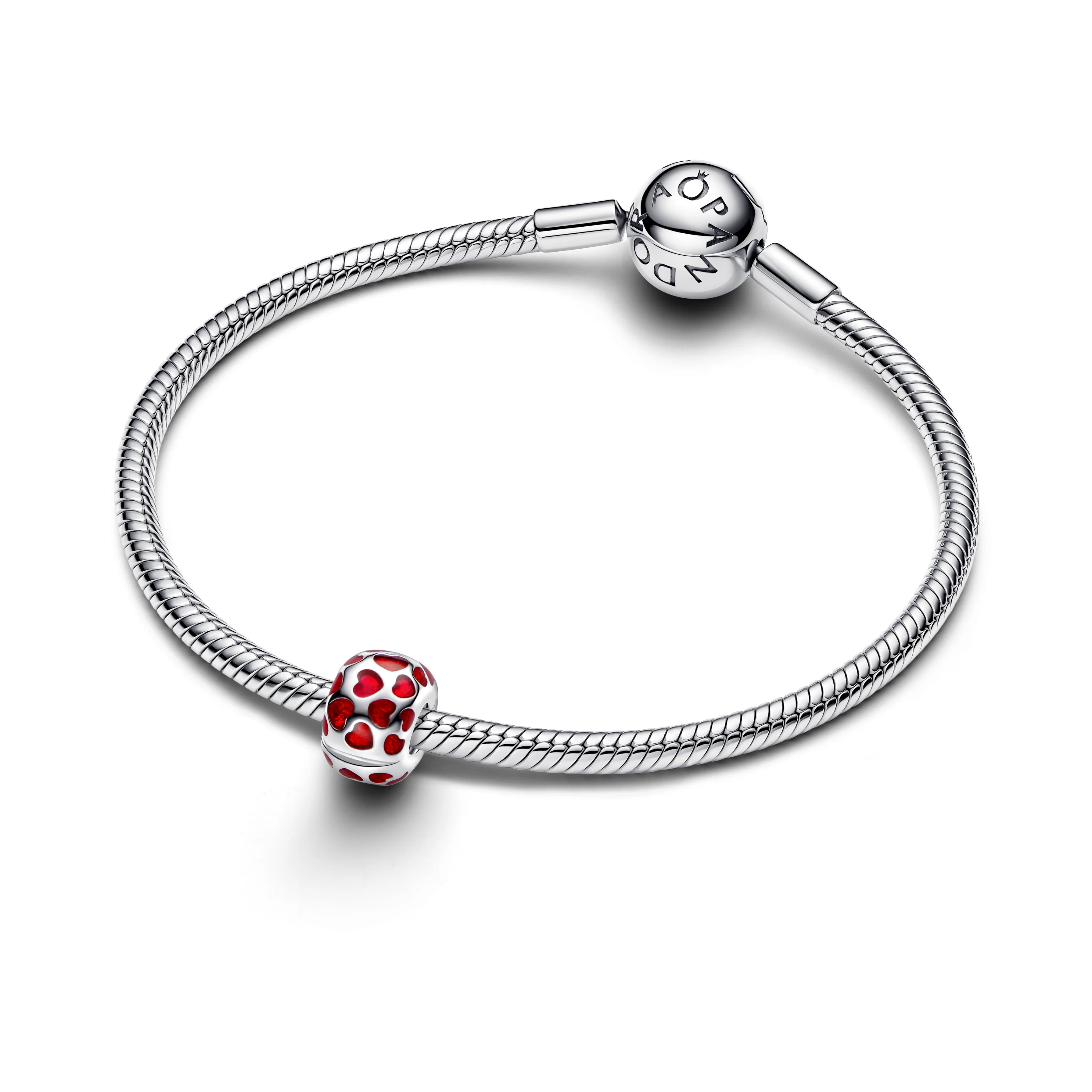 Hearts Sterling Silver Clip With Transparent Red Enamel - Image 3