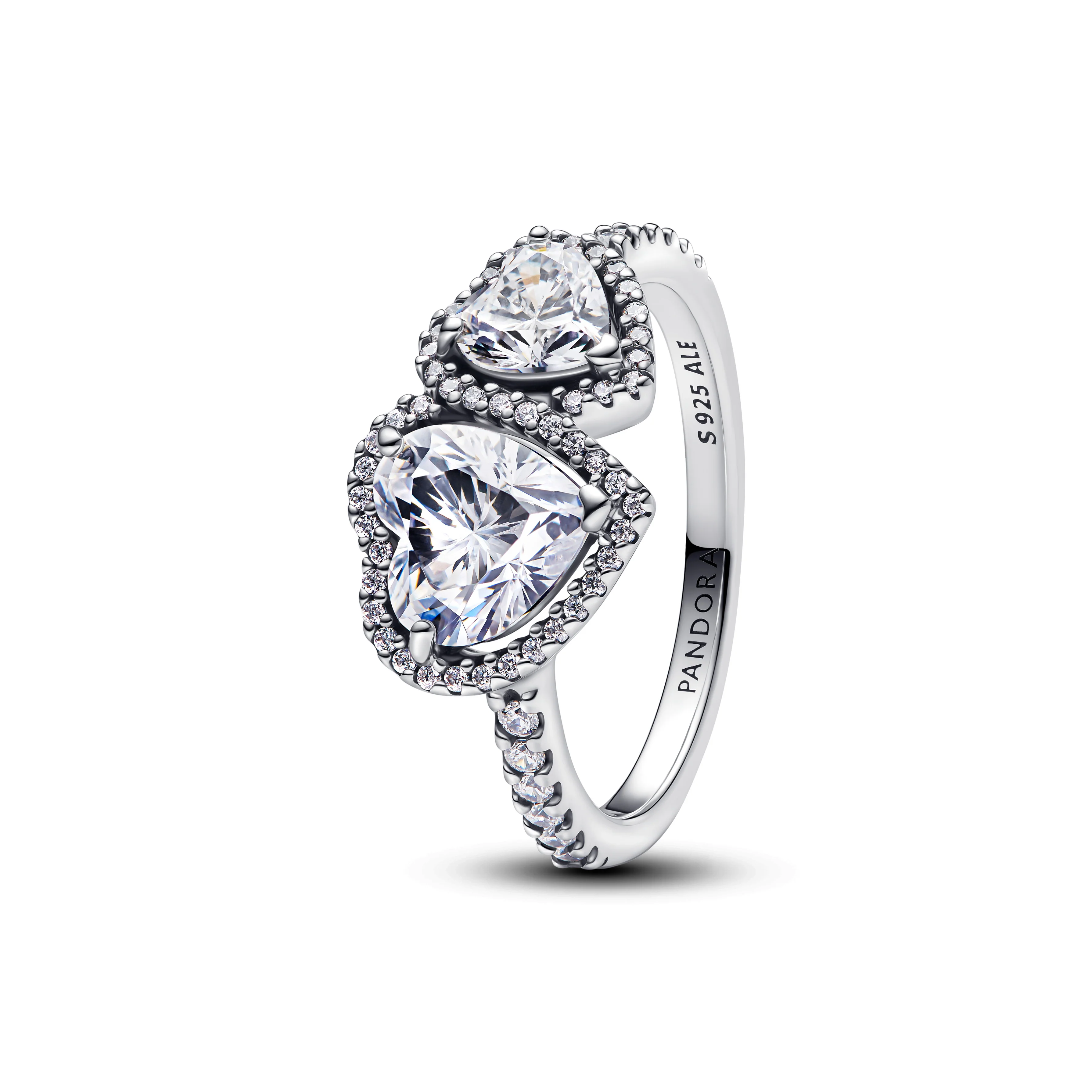 Hearts Sterling Silver Ring With Clear Cubic Zirconia
