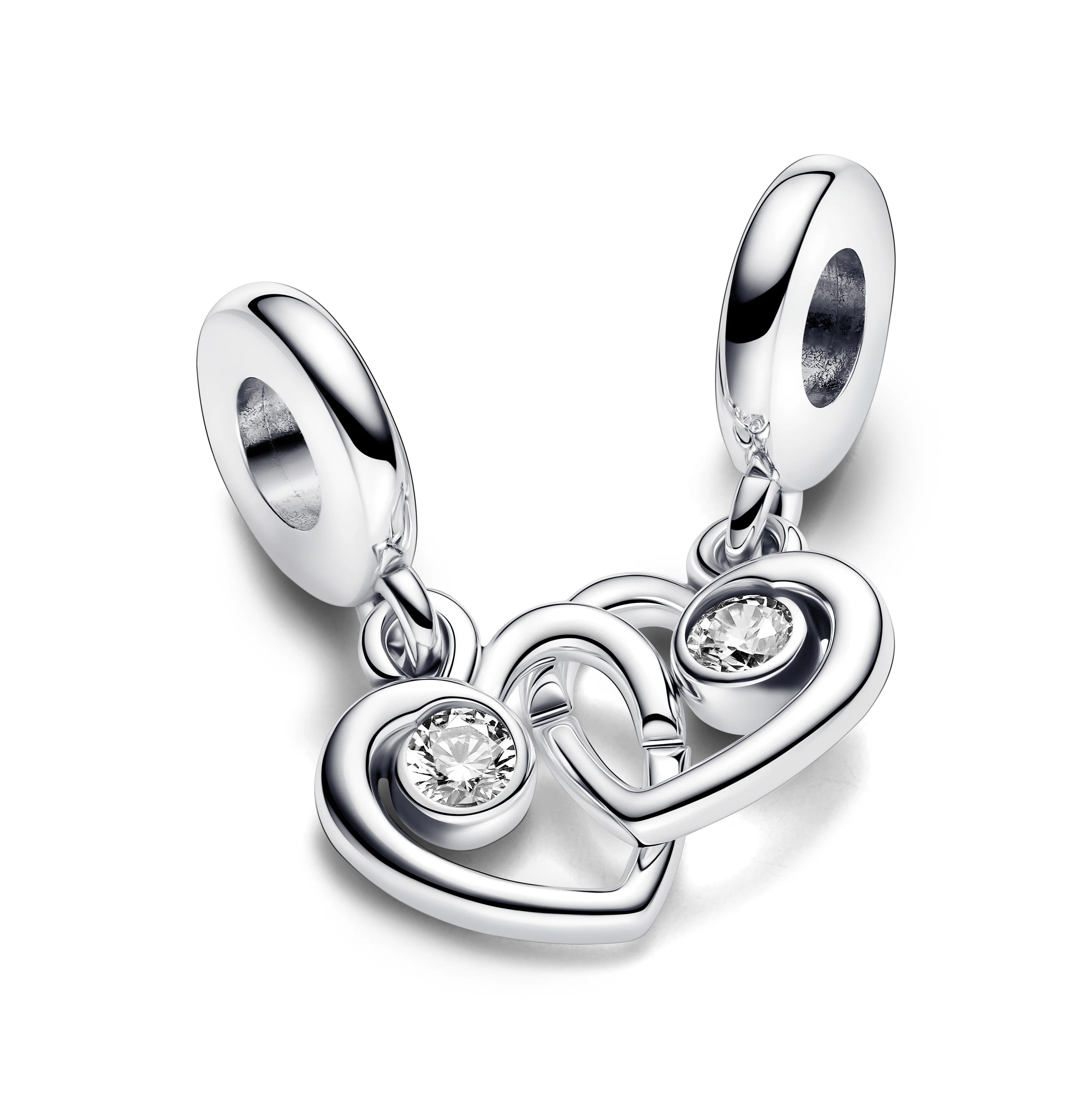 Hearts Sterling Silver Splittable Dangle With Clear Cubic Zirconia - Image 4