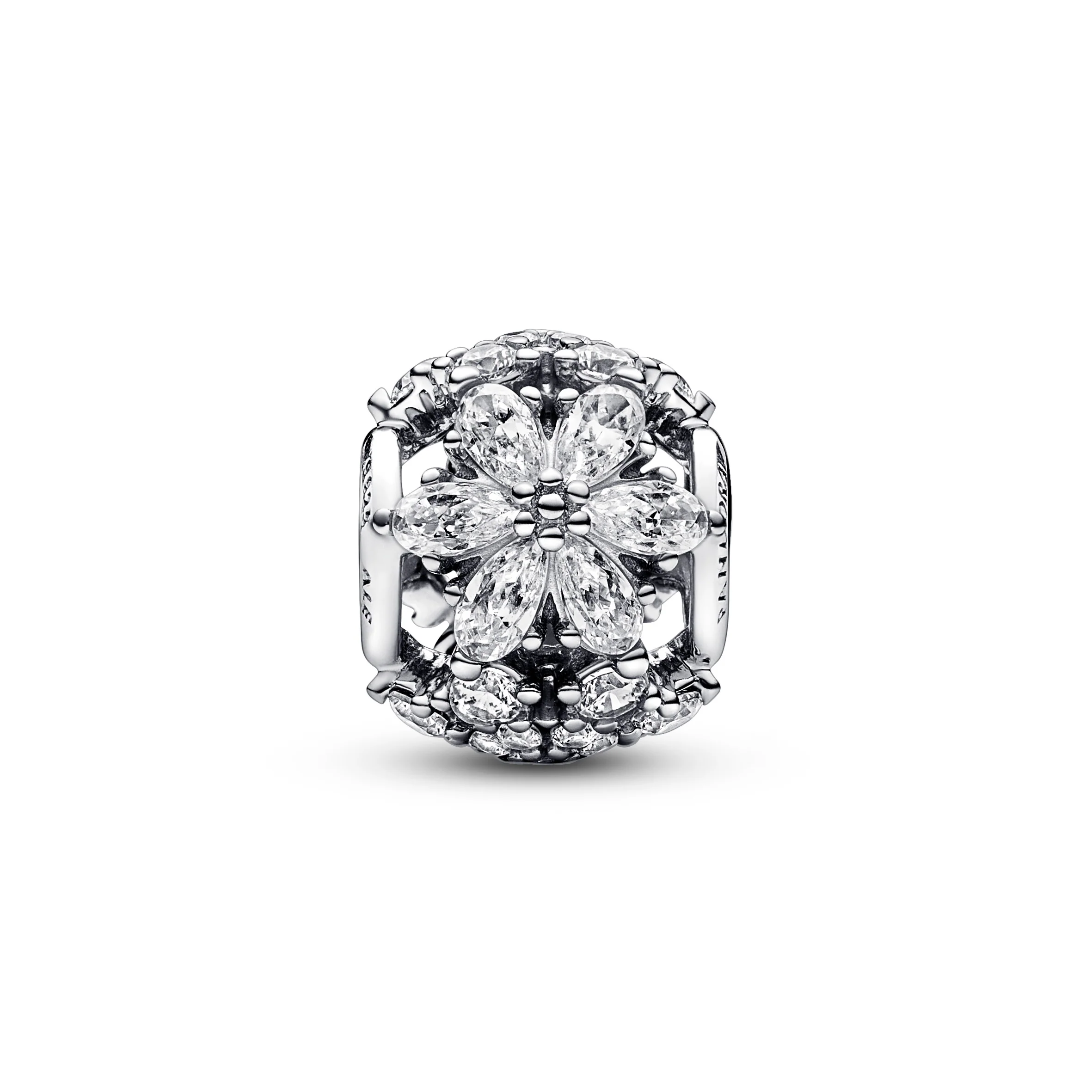 Herbarium Cluster Sterling Silver Charm With Clear Cubic Zirconia
