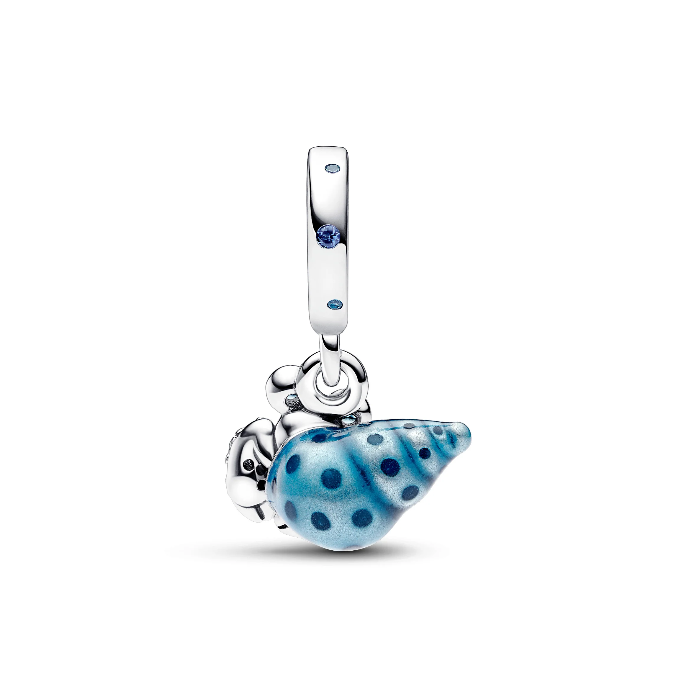 Hermit Crab Sterling Silver Dangle With Stellar Blue, Icy Green Crystal, Clear Cubic Zirconia And Blue Glow-In-The-Dark Ena - Image 3