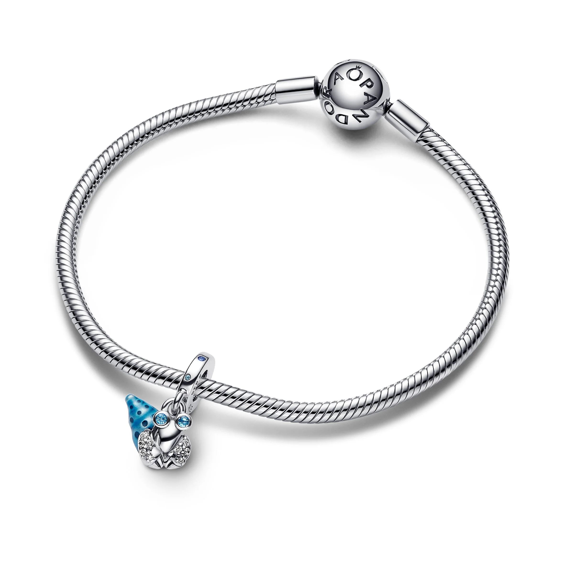 Hermit Crab Sterling Silver Dangle With Stellar Blue, Icy Green Crystal, Clear Cubic Zirconia And Blue Glow-In-The-Dark Ena - Image 4