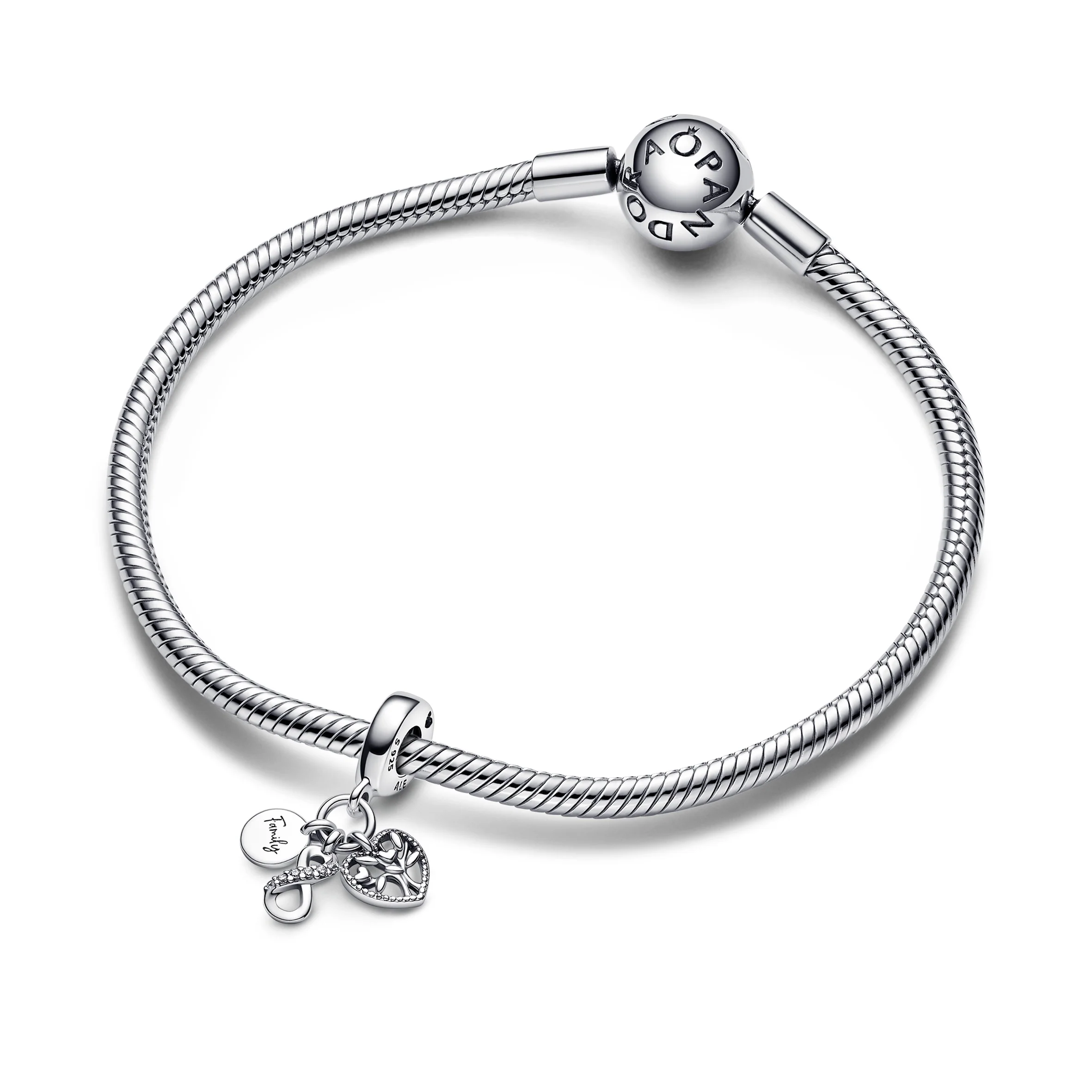 Infinity, Disc And Heart Sterling Silver Dangle With Clear Cubic Zirconia - Image 4
