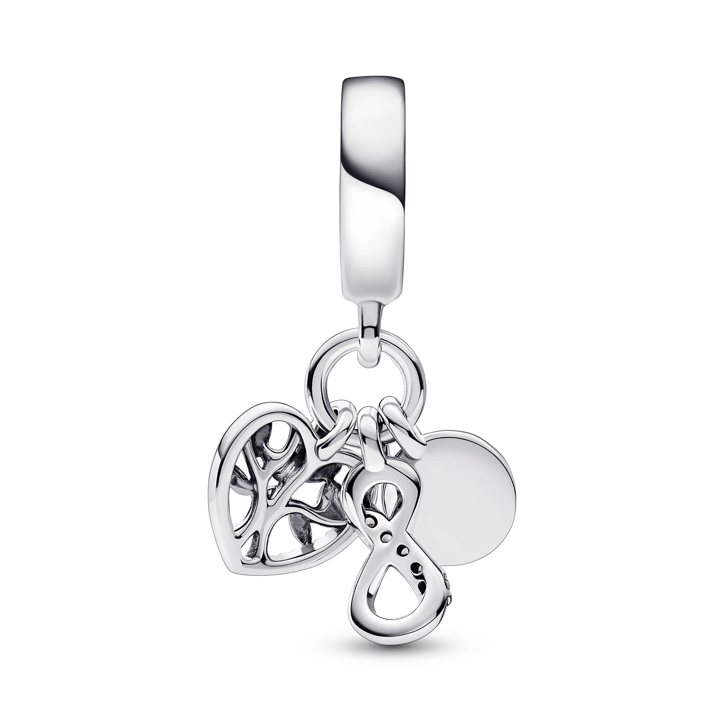 Infinity, Disc And Heart Sterling Silver Dangle With Clear Cubic Zirconia - Image 5