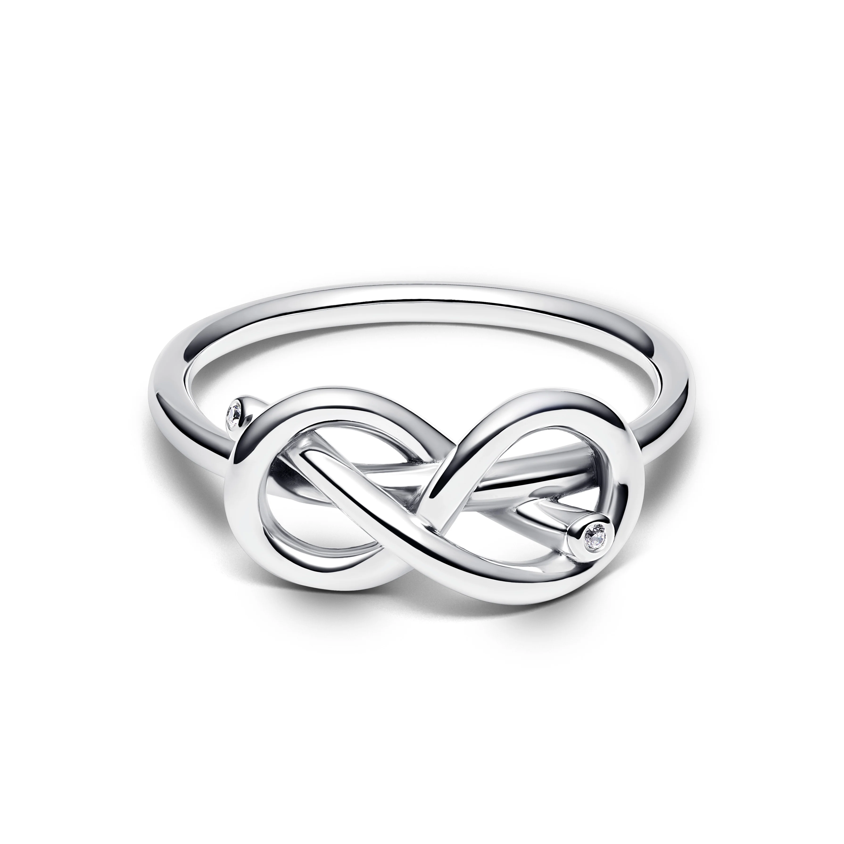 Infinity Knot Sterling Silver Ring With Clear Cubic Zirconia - Image 3