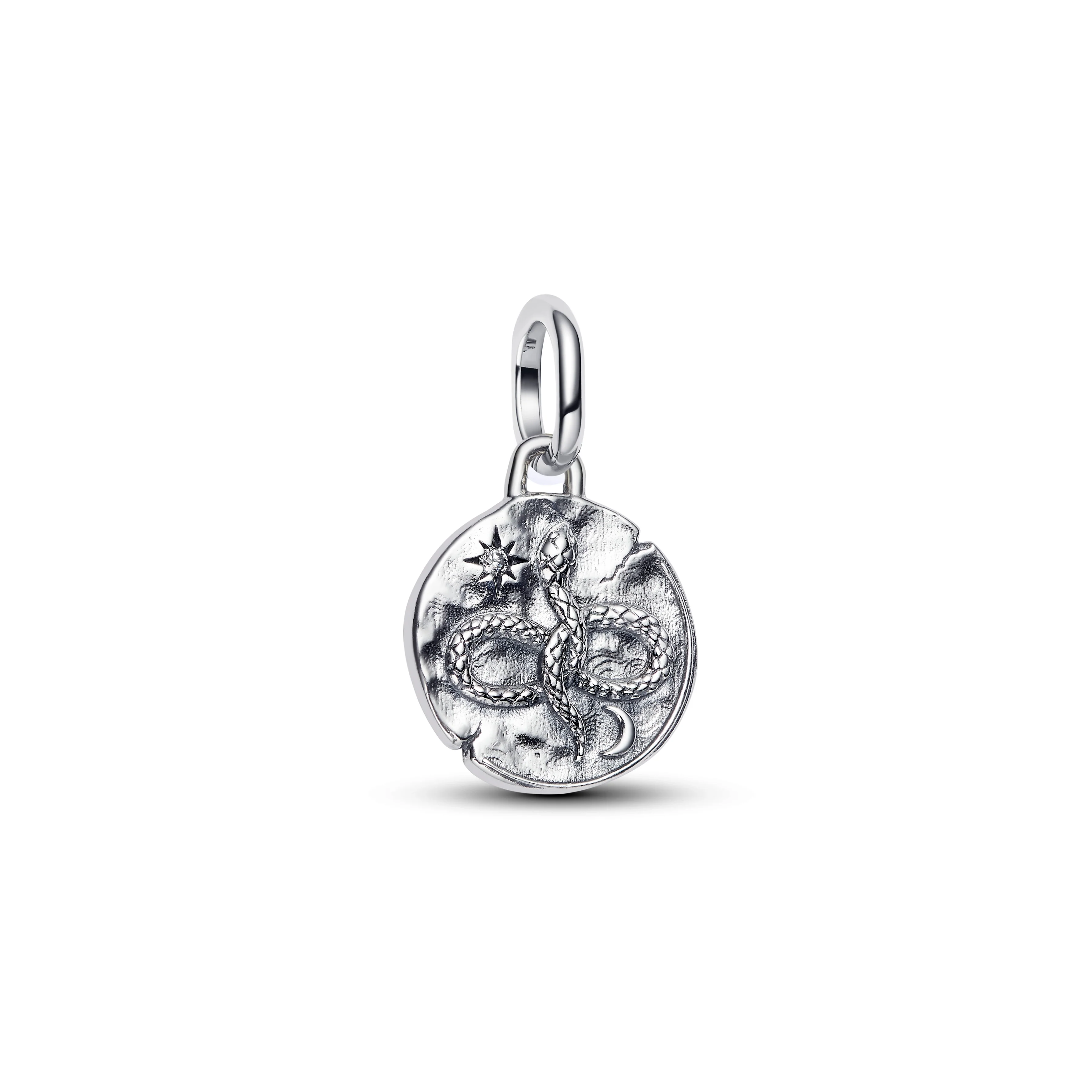 Infinity Snake Sterling Silver Medallion With Clear Cubic Zirconia
