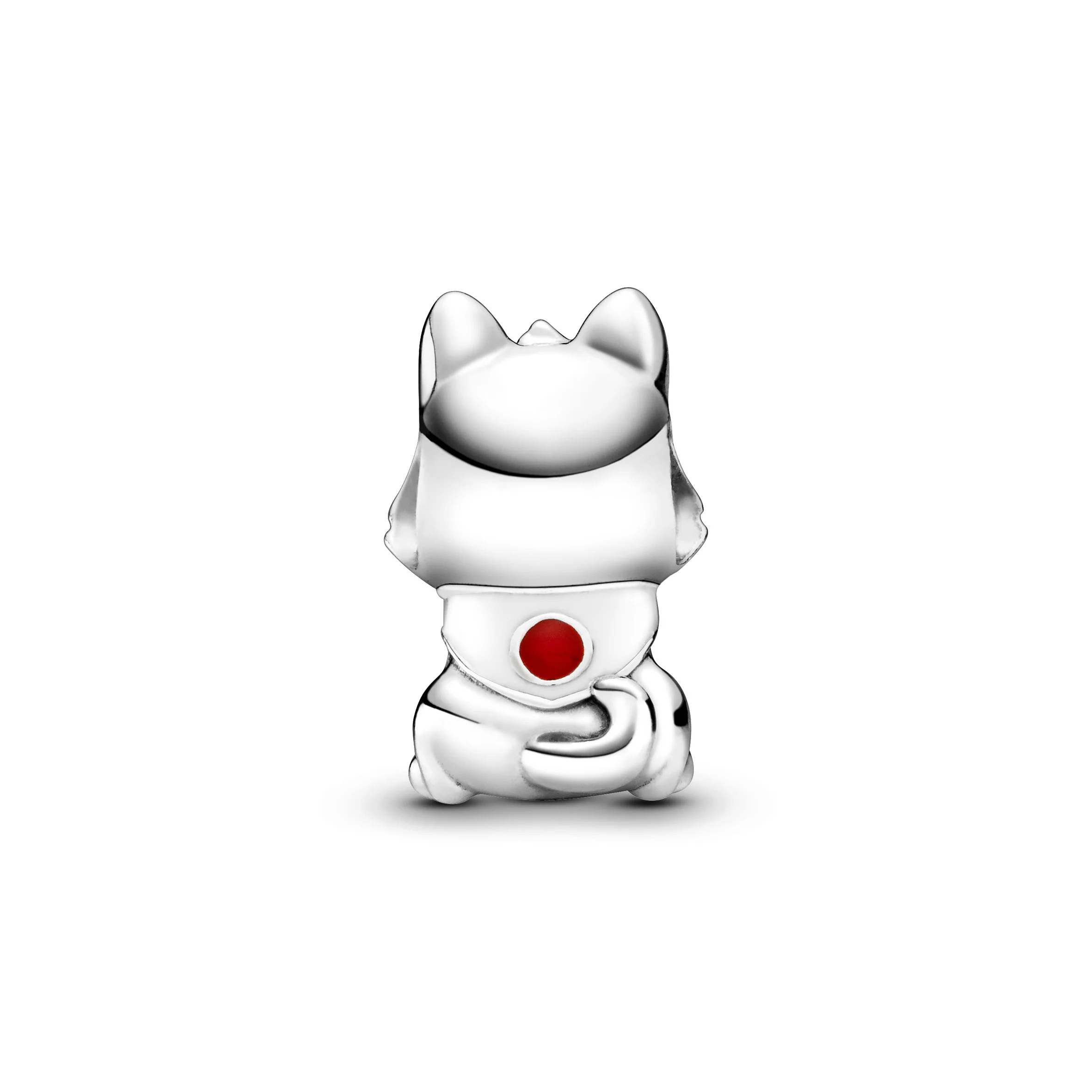 Japan Akita Inu Dog Sterling Silver Charm With White, Red And Black Enamel - Image 2