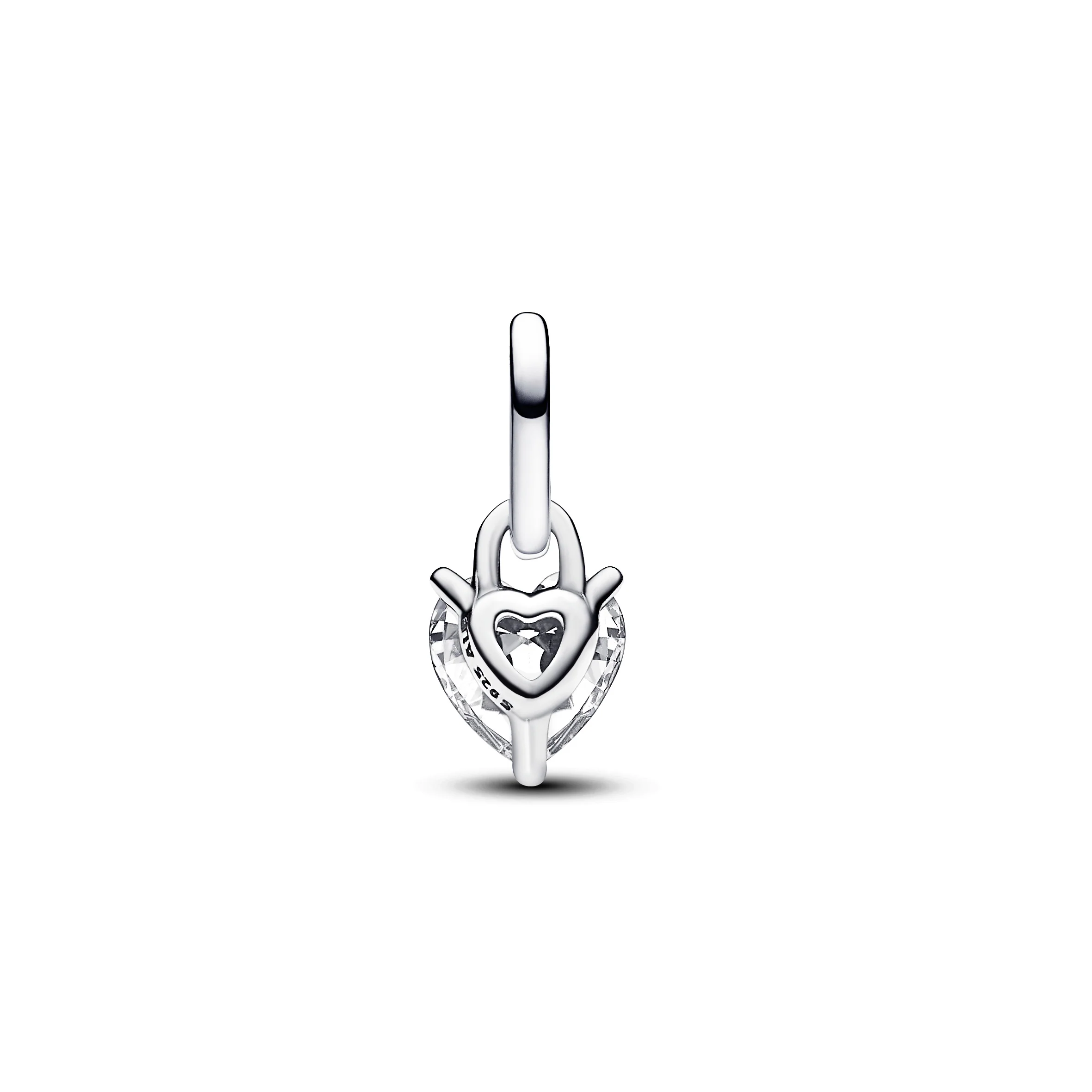 Keyhole Heart Sterling Silver Mini Dangle With Clear Cubic Zirconia And Black Enamel - Image 3
