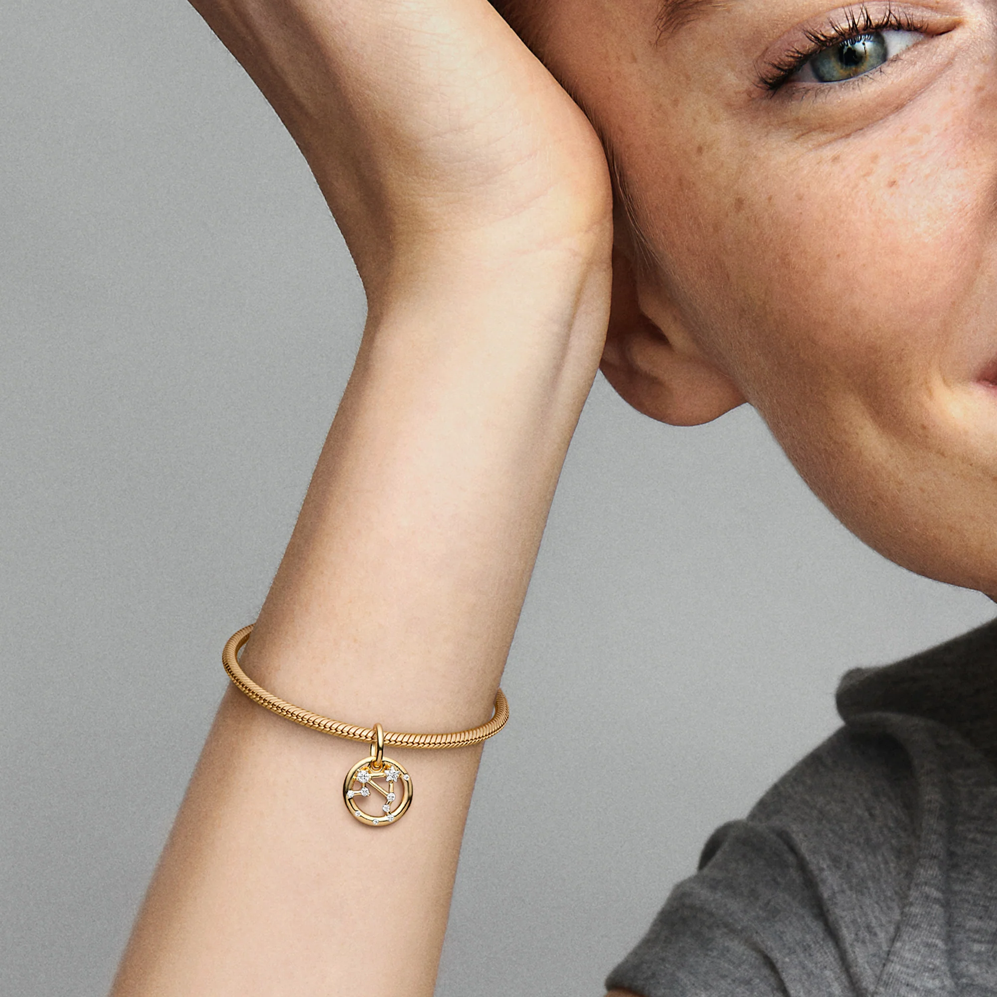 Libra Zodiac 14K Gold-Plated Dangle With Clear Cubic Zirconia - Image 3