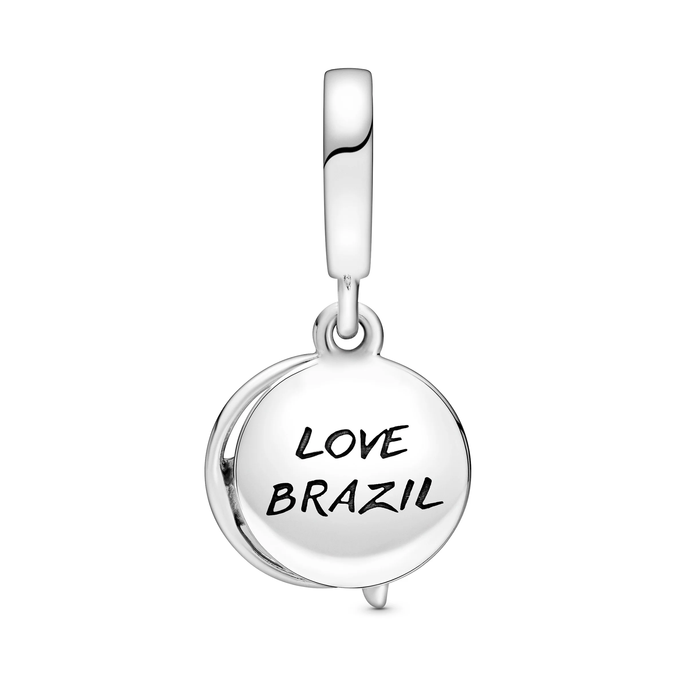 Love Brazil Sterling Silver Dangle With Icy Blue Crystal And Green, Blue, Yellow And Glittery Enamel - Image 2