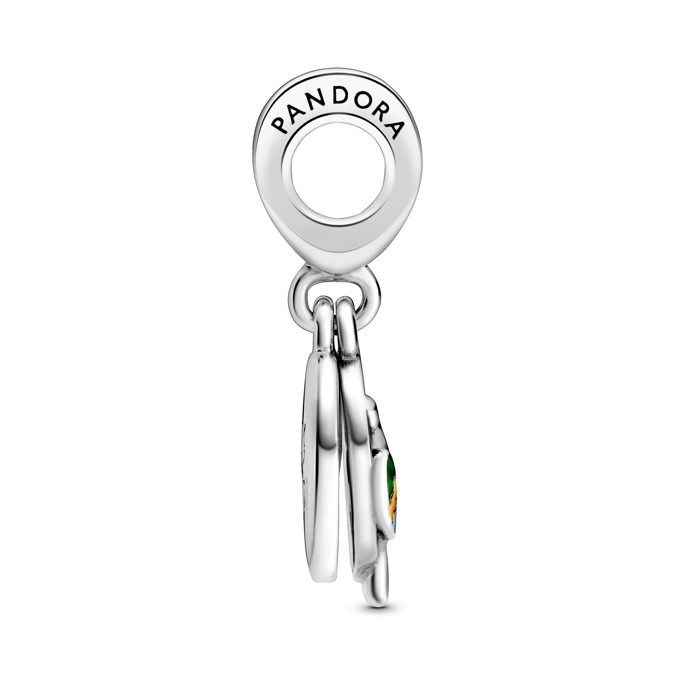 Love Brazil Sterling Silver Dangle With Icy Blue Crystal And Green, Blue, Yellow And Glittery Enamel - Image 4