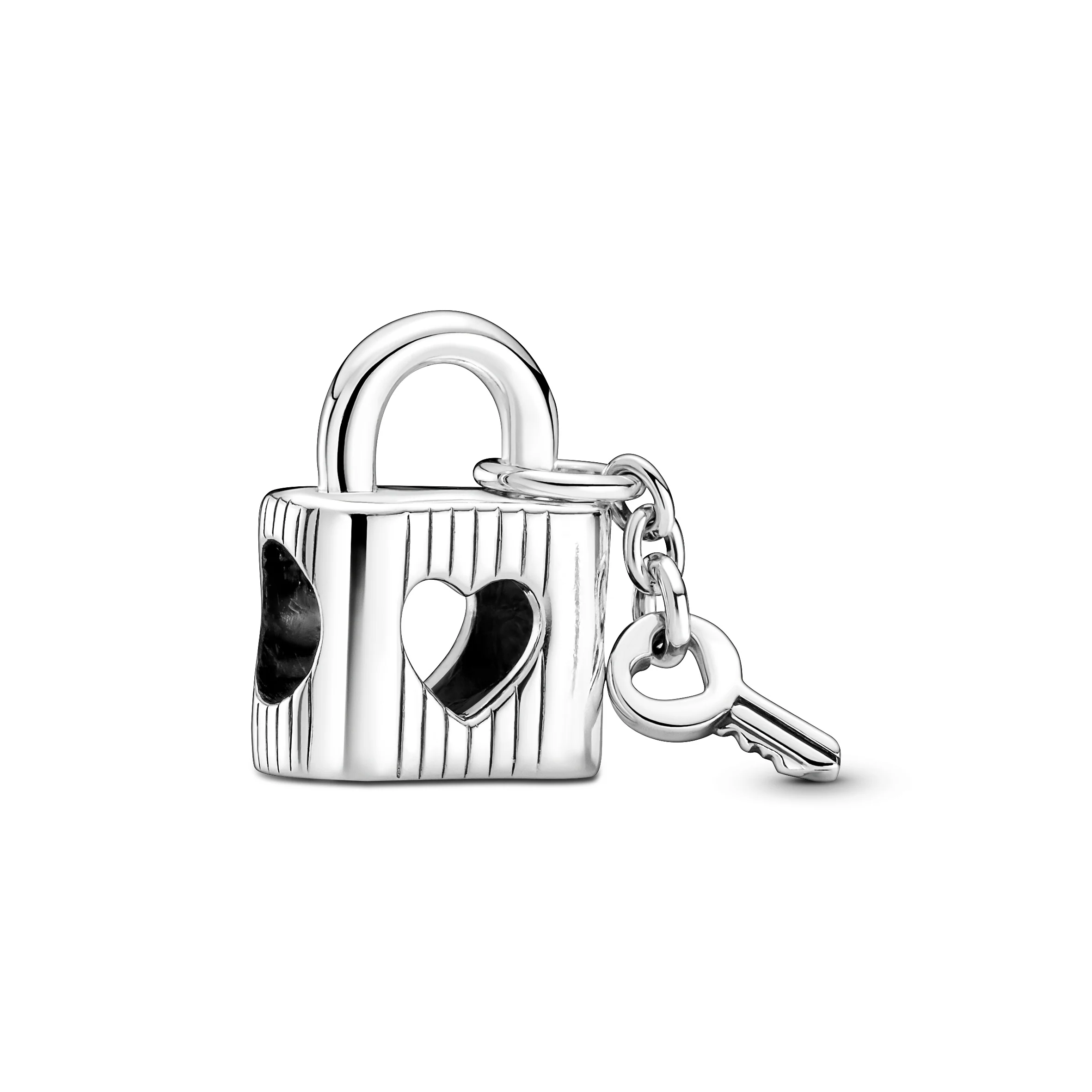 Love Padlock And Key Sterling Silver Charm With Black Enamel - Image 6