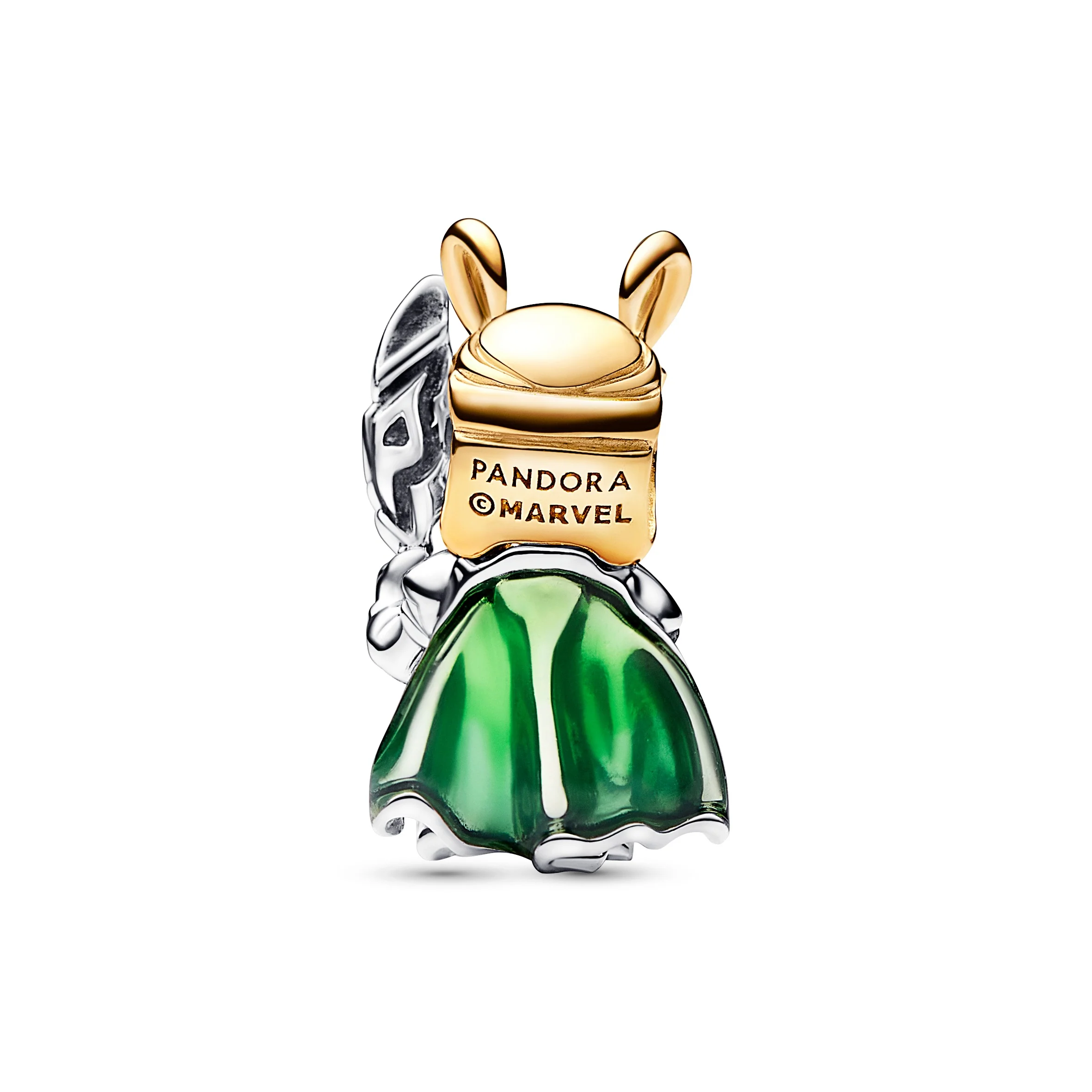 Marvel Loki Sterling Silver And 14K Gold-Plated Charm With Transparent Green And Black Enamel - Image 4