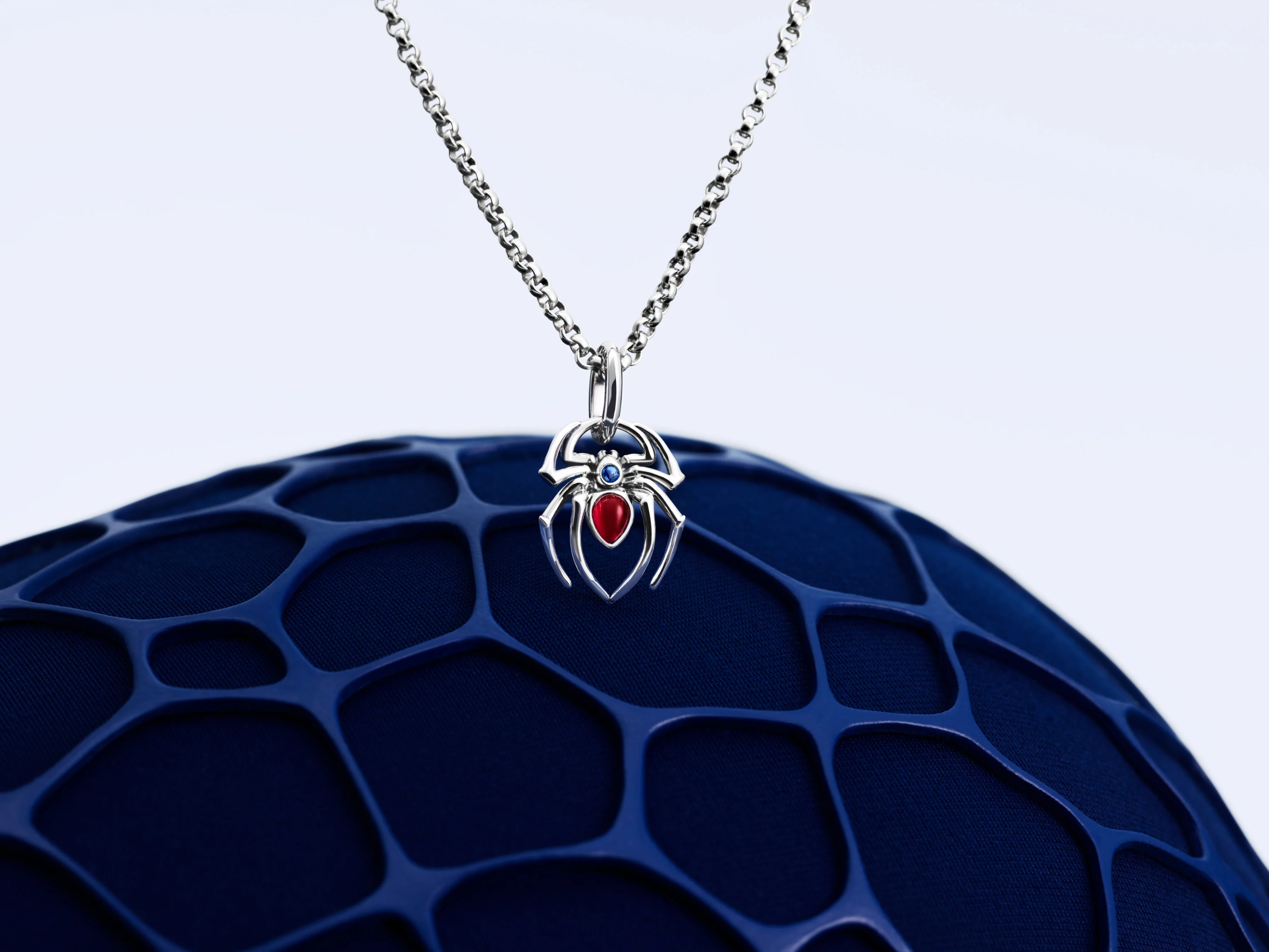 Marvel Spider Sterling Silver Dangle With Sky Blue And Fuchsia Rose Crystal - Image 4