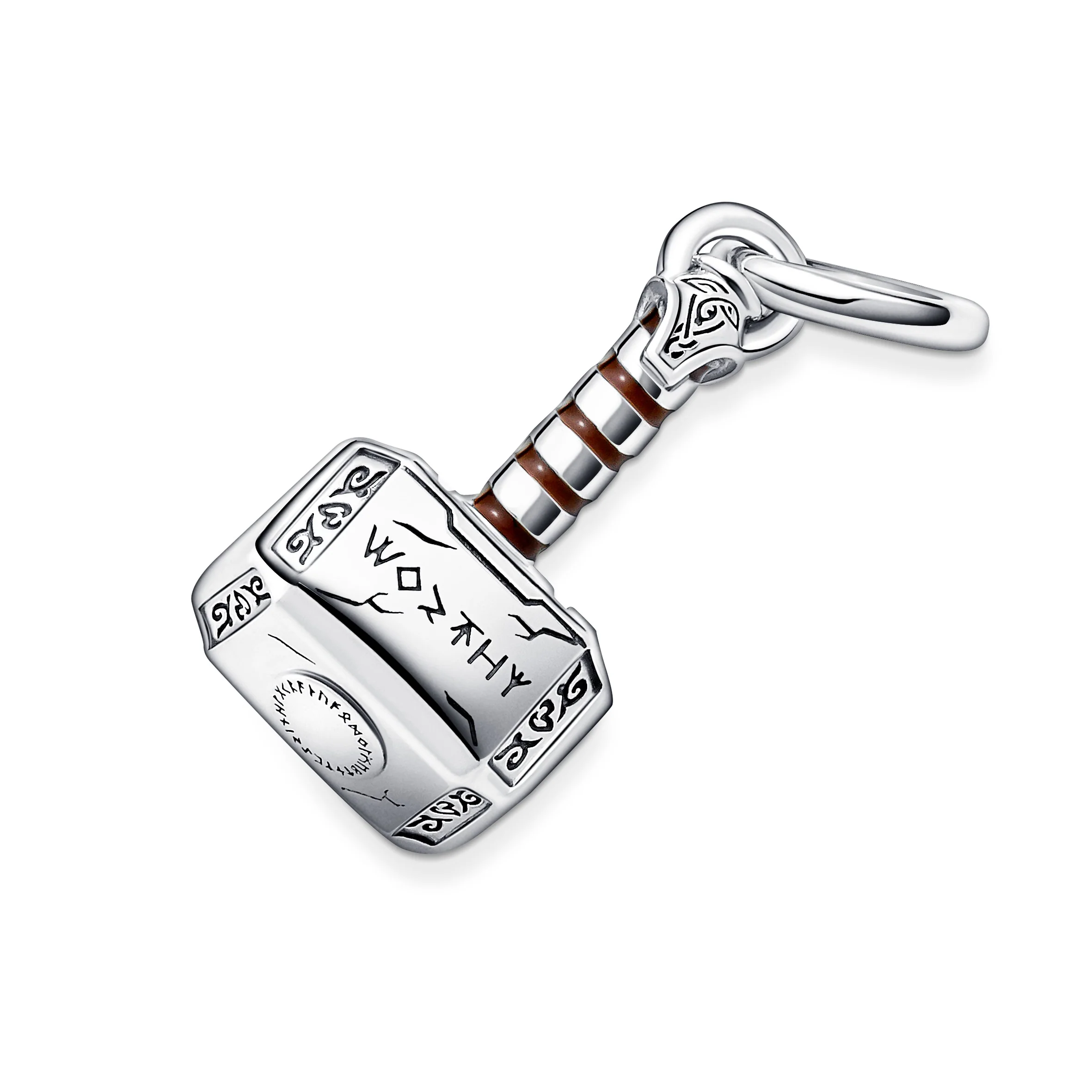 Marvel Thors Hammer Sterling Silver Dangle With Brown Enamel - Image 7