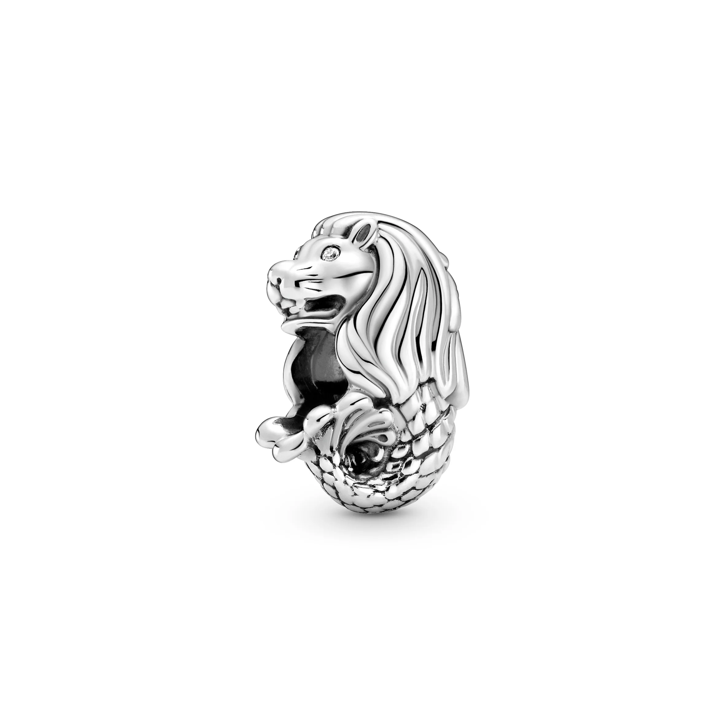 Merlion Sterling Silver Charm With Clear Cubic Zirconia - Image 2