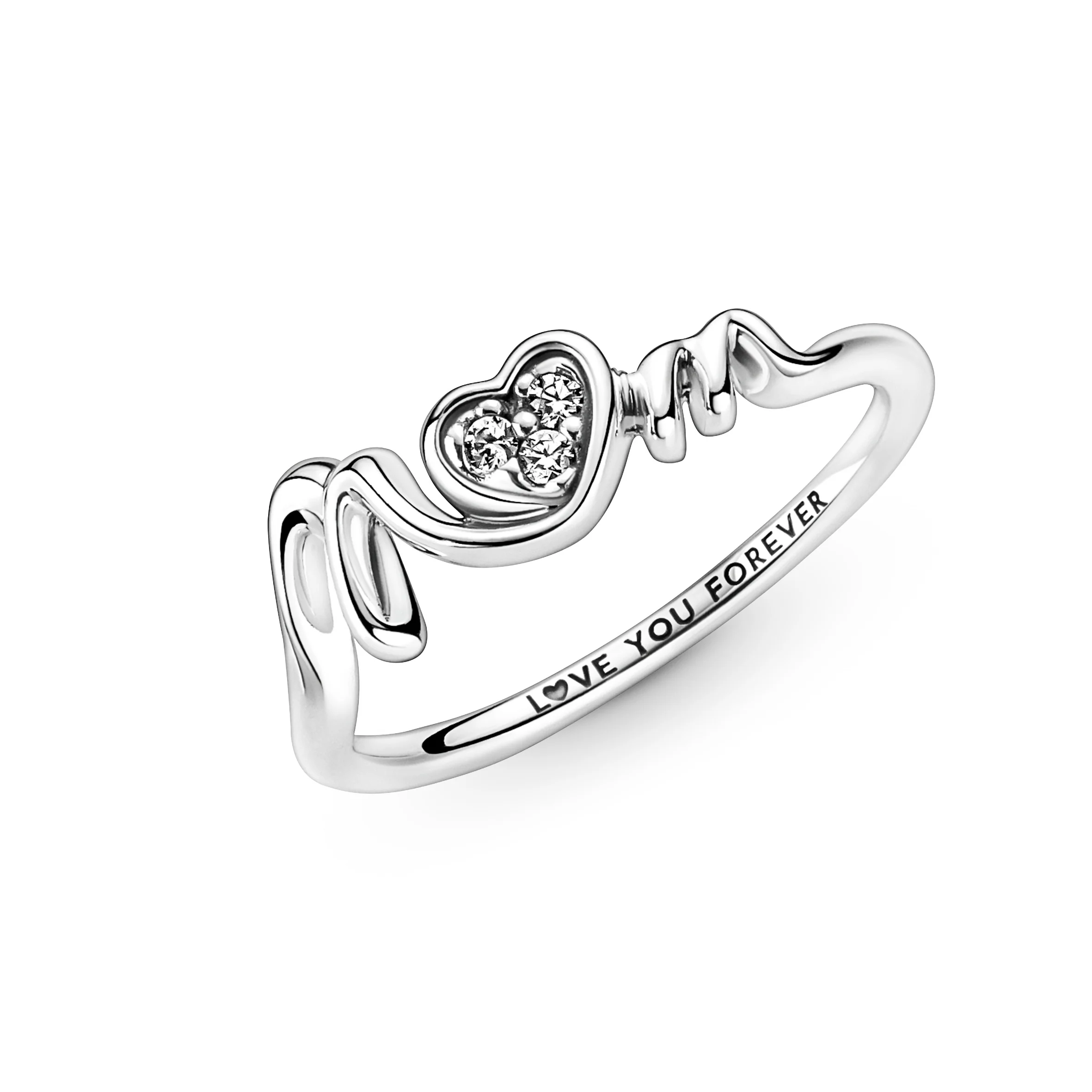 Mom Sterling Silver Ring With Clear Cubic Zirconia