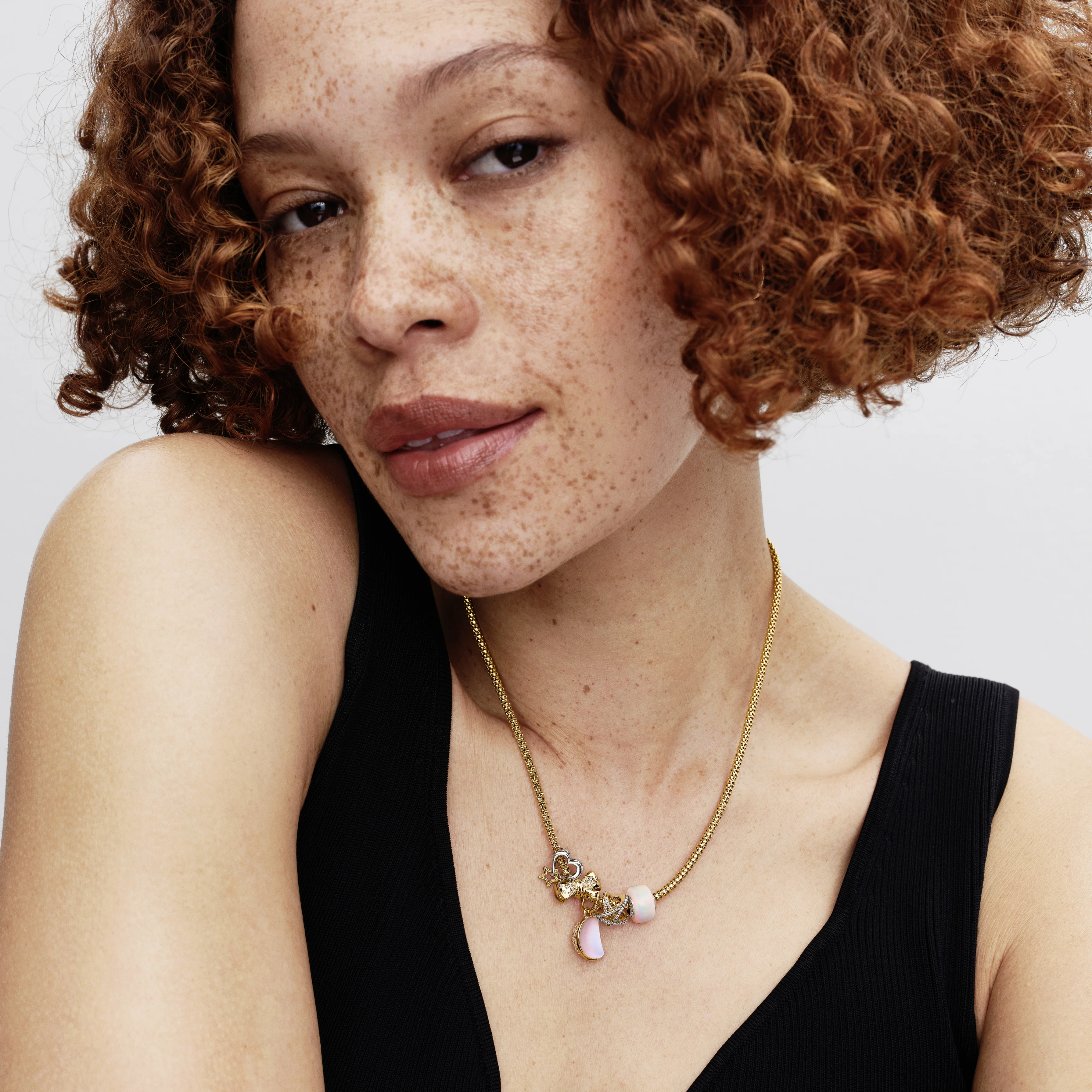 Moon 14K Gold-Plated Dangle With Clear Cubic Zirconia And Frosted Moonstone Resin - Image 2